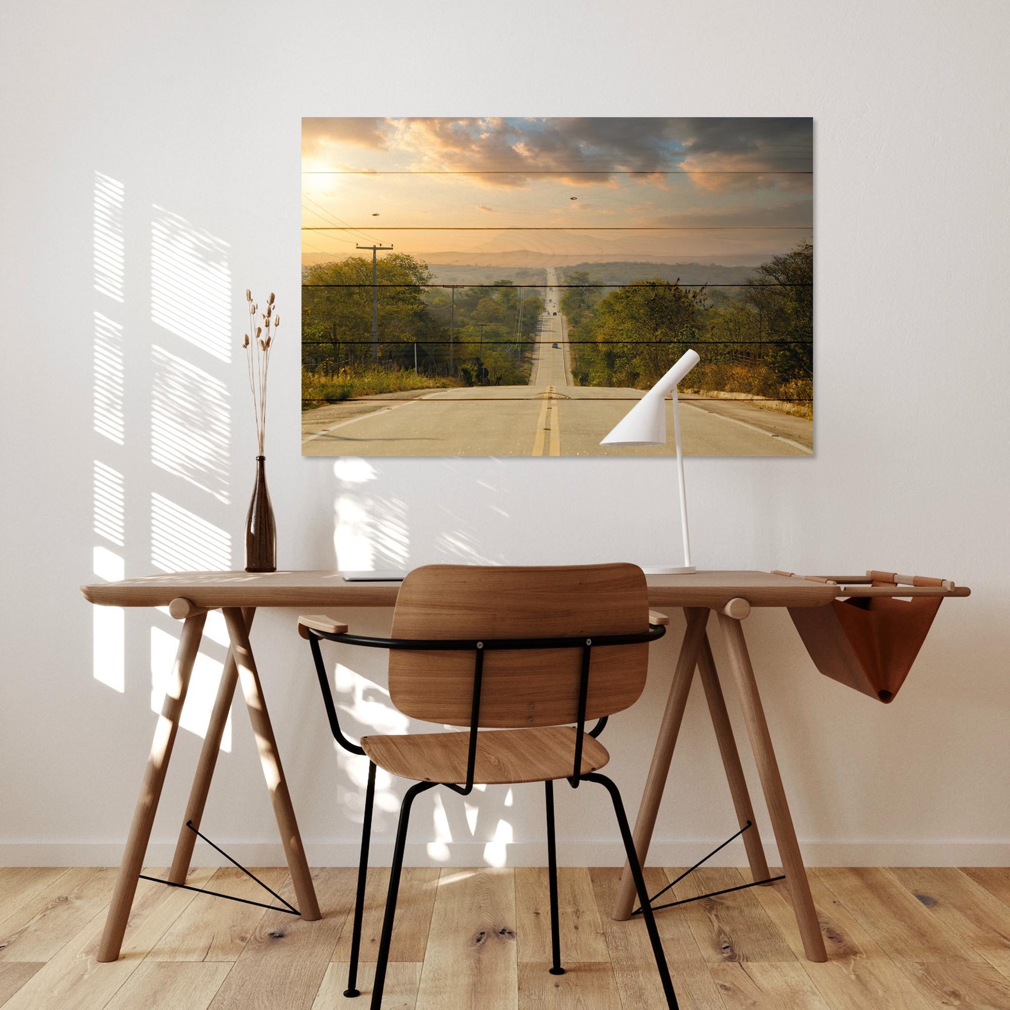 Obraz Wood Long Highway Lined With Trees-60x90 cm