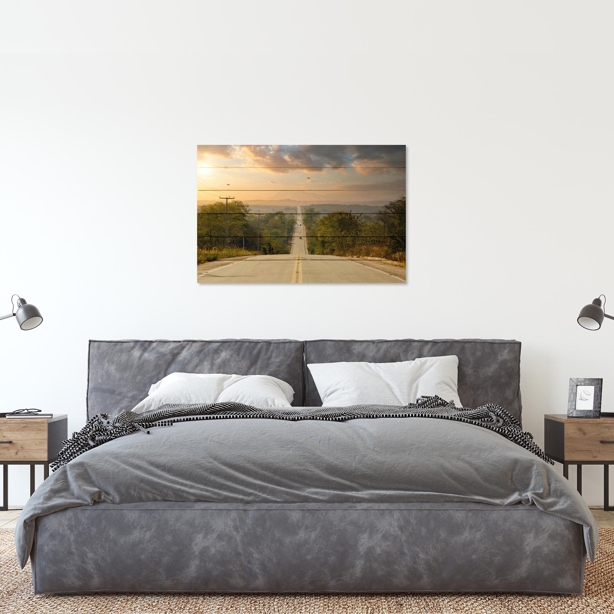Obraz Wood Long Highway Lined With Trees-60x90 cm