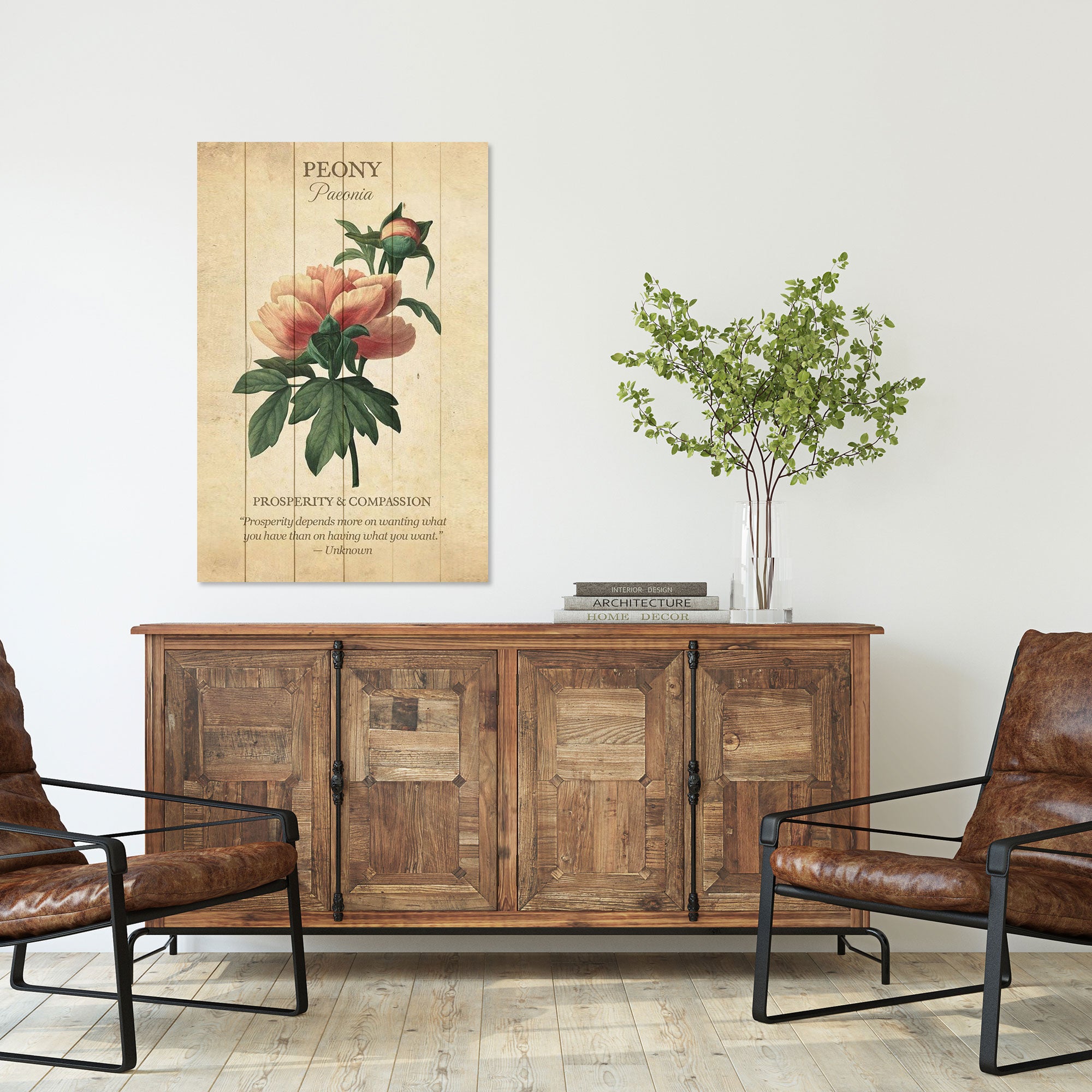 Obraz Dřevo Pivoňka květ-40x60 cm
