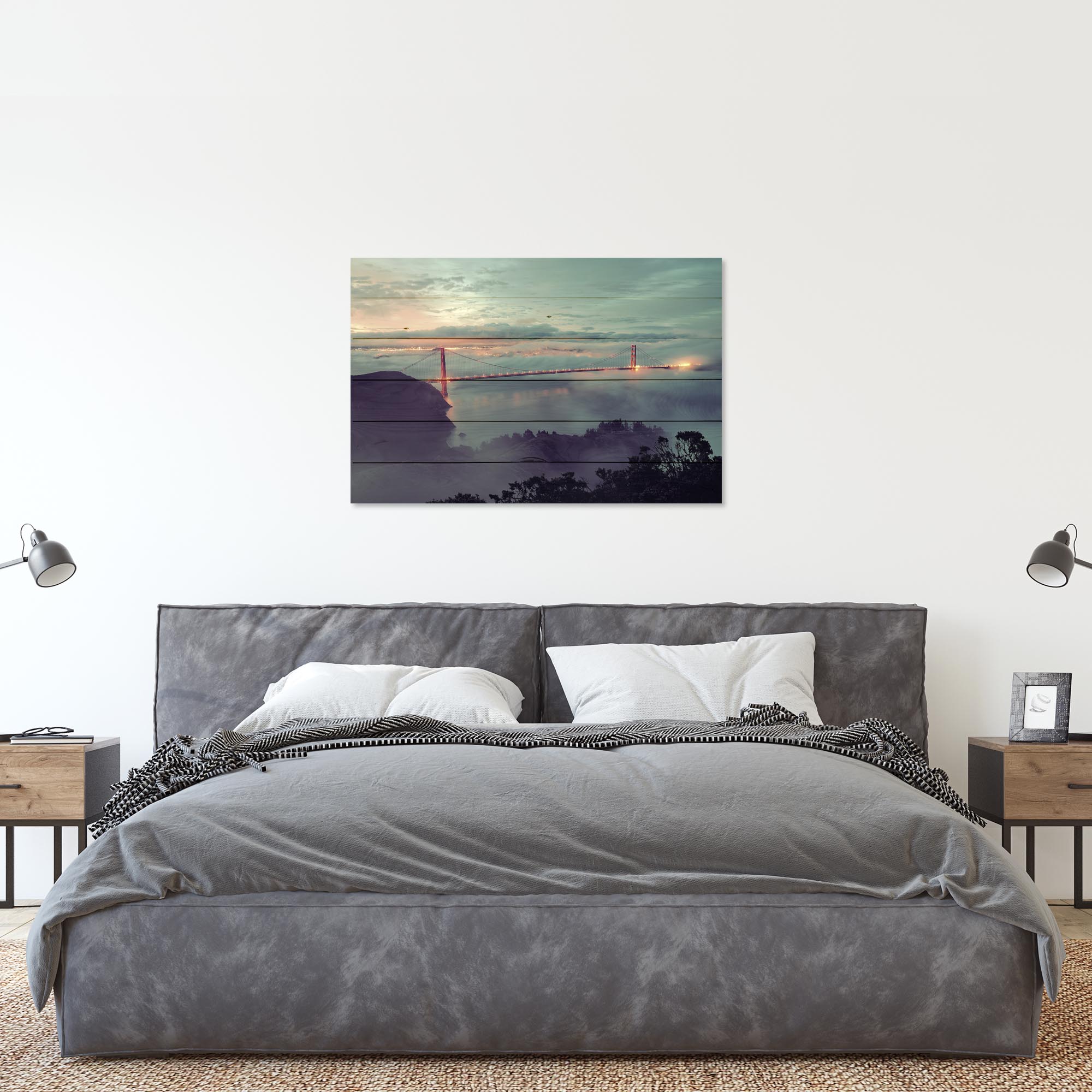 Obraz Dřevo Golden Gate Bridge v mlze-20x30 cm