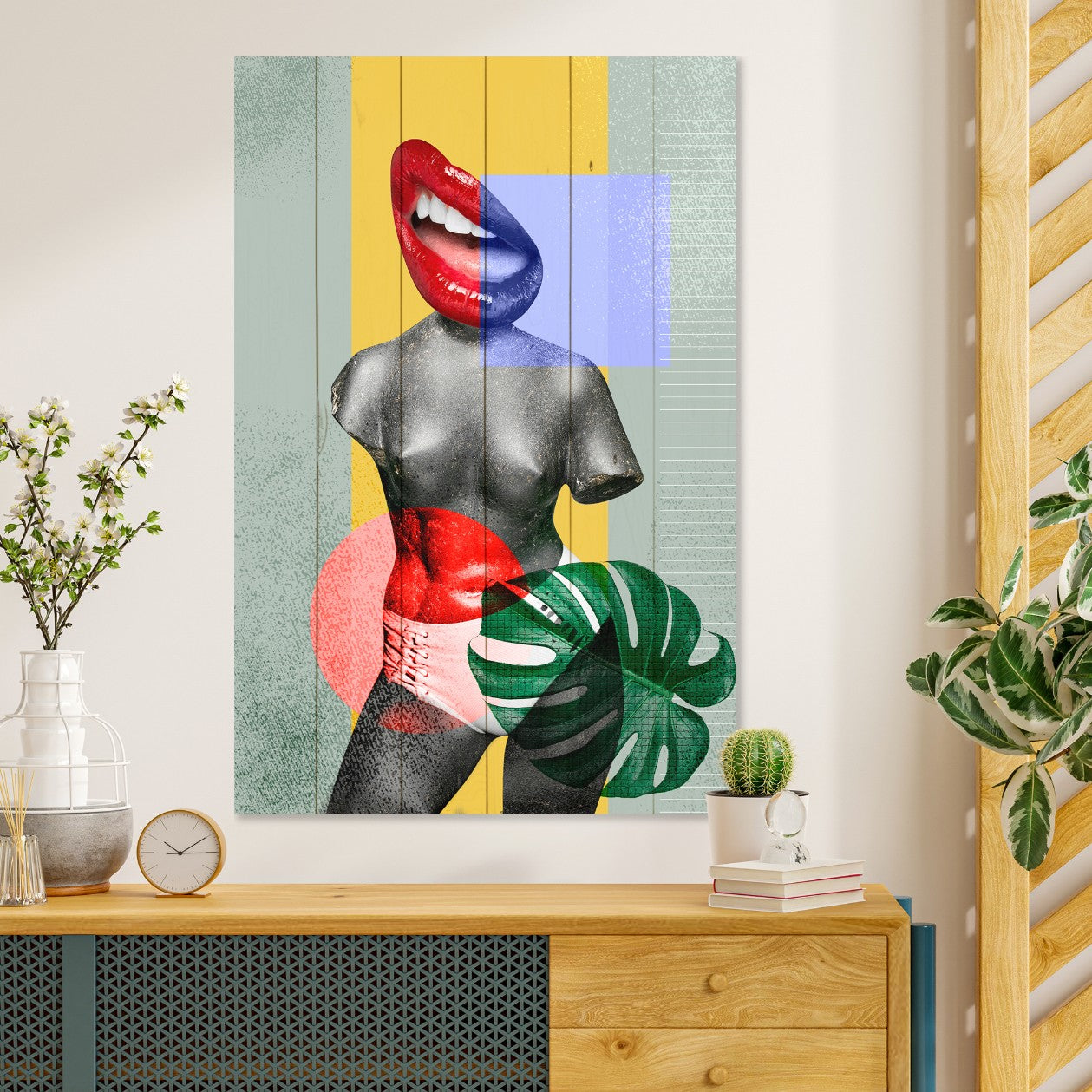 Obraz Dřevo Barevný Vintage Koláž Design-60x90 cm