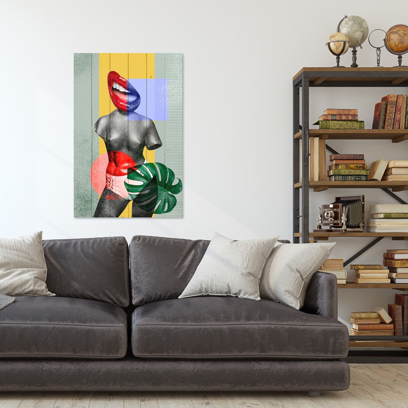 Obraz Dřevo Barevný Vintage Koláž Design-50x70 cm