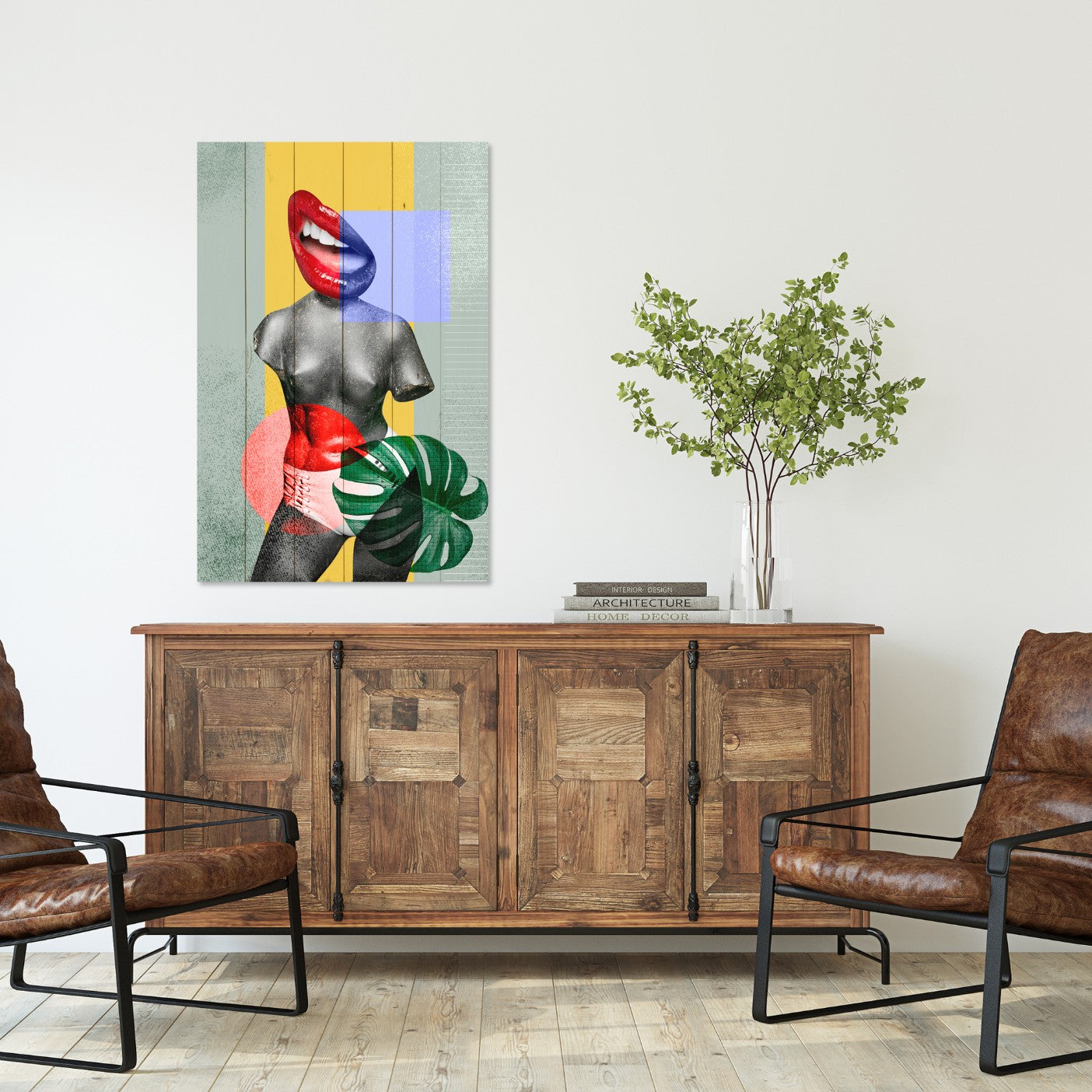 Obraz Dřevo Barevný vintage kolážový design-20x30 cm