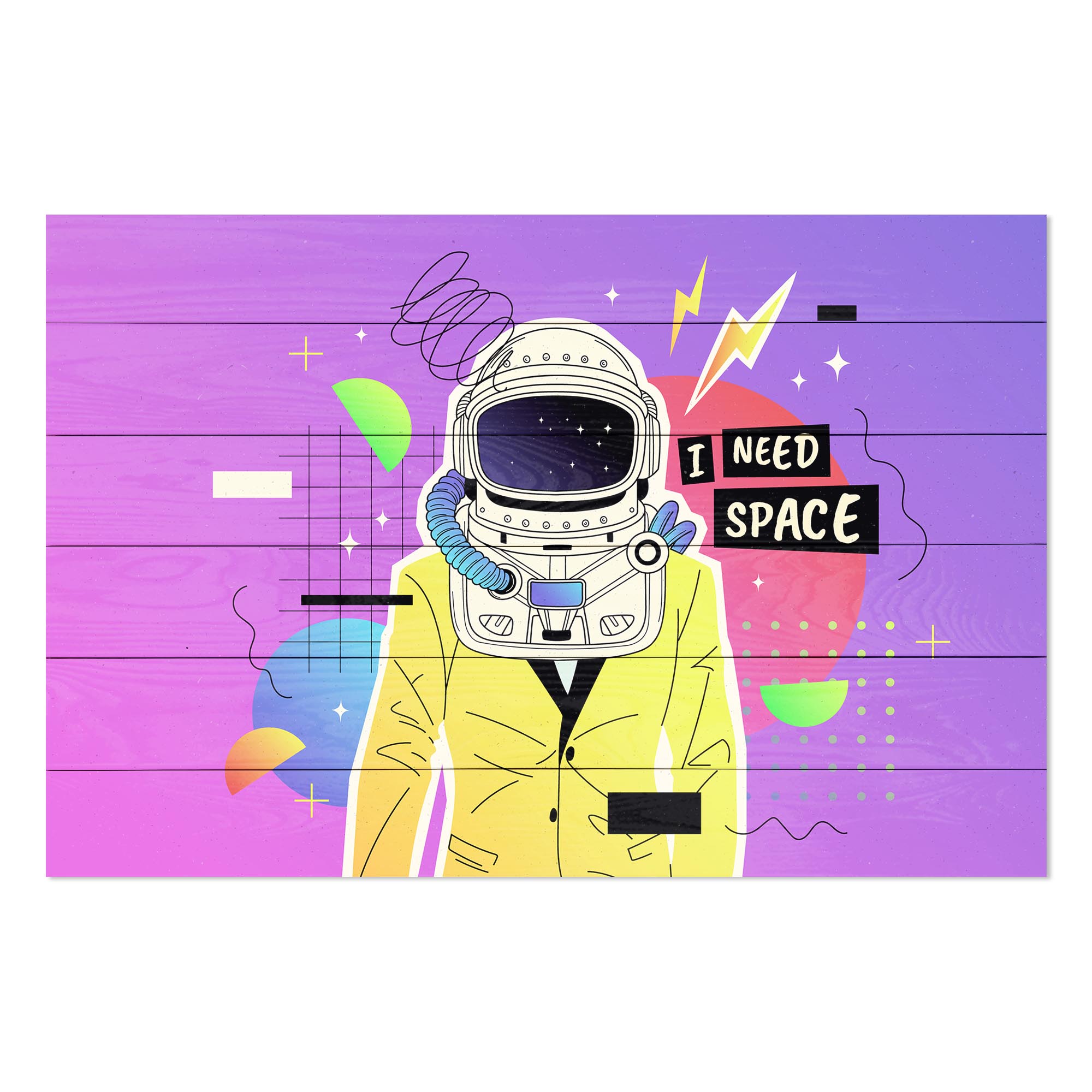 Wood Picture Colorful Cosmonaut-30x40 cm