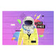 Wood Picture Colorful Cosmonaut-30x40 cm