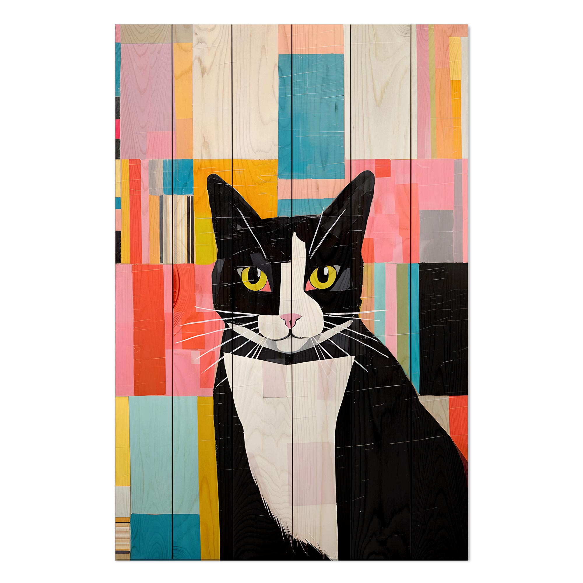 Wood Picture Mosaic Cat-30x30 cm