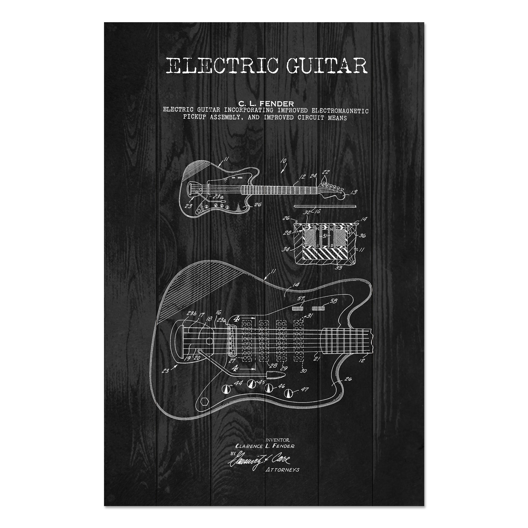 Obraz Wood Elektrická gitara čierna-50x70 cm