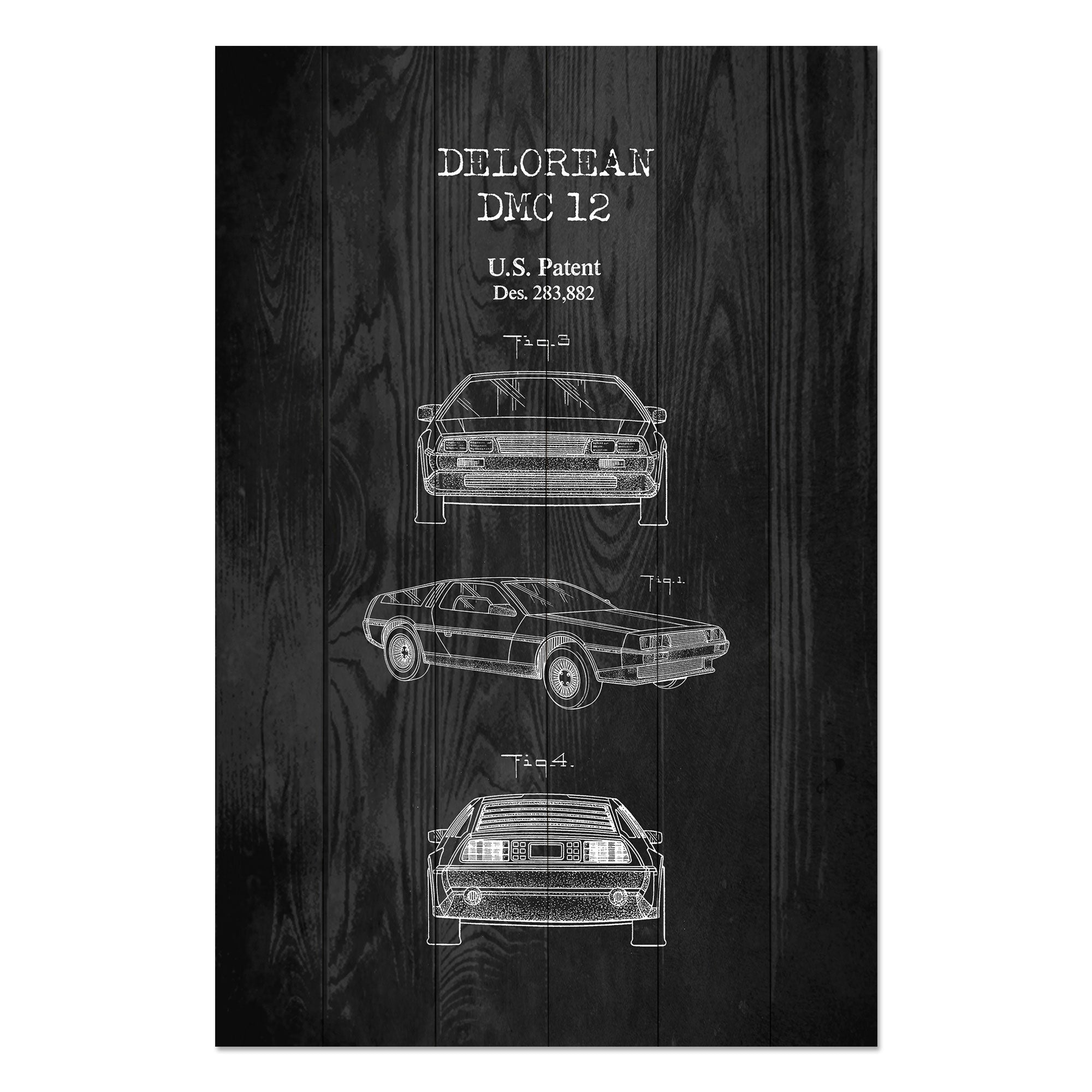 Wood Picture DeLorean Black-40x60 cm
