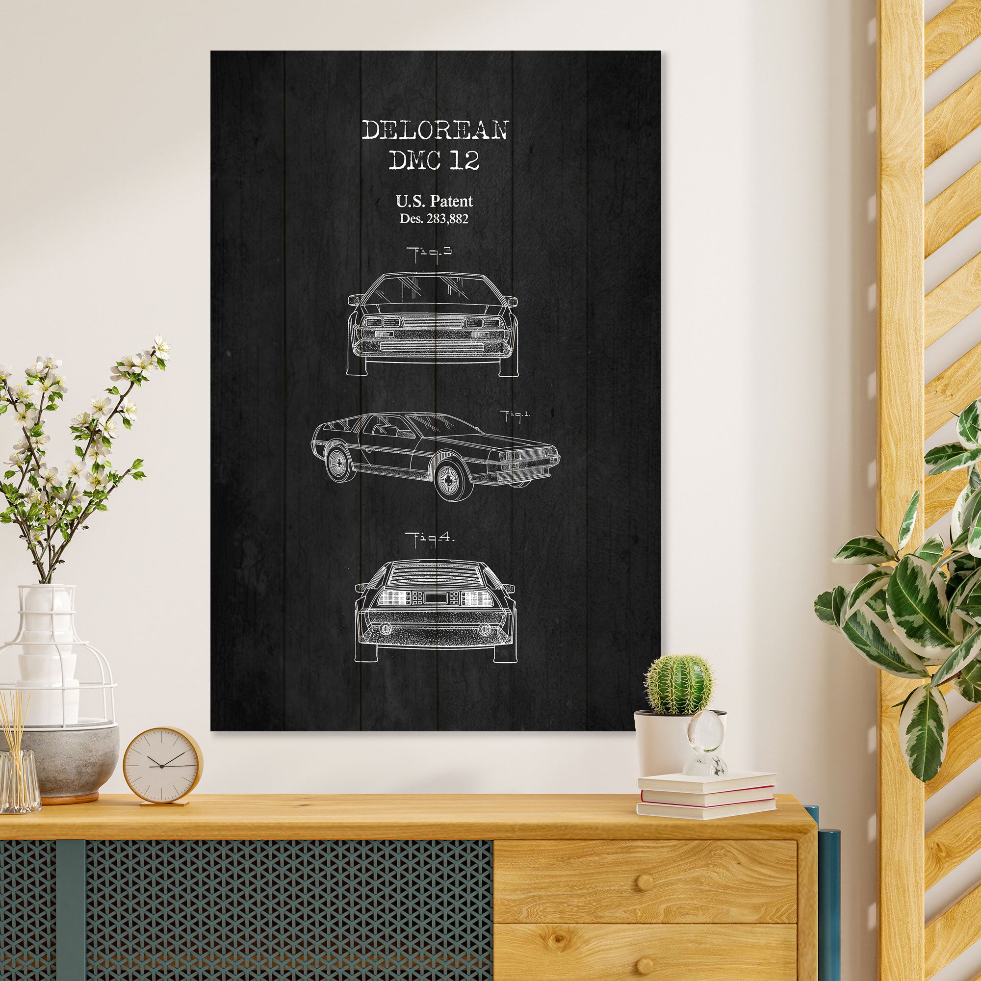 Wood Picture DeLorean Black-50x70 cm