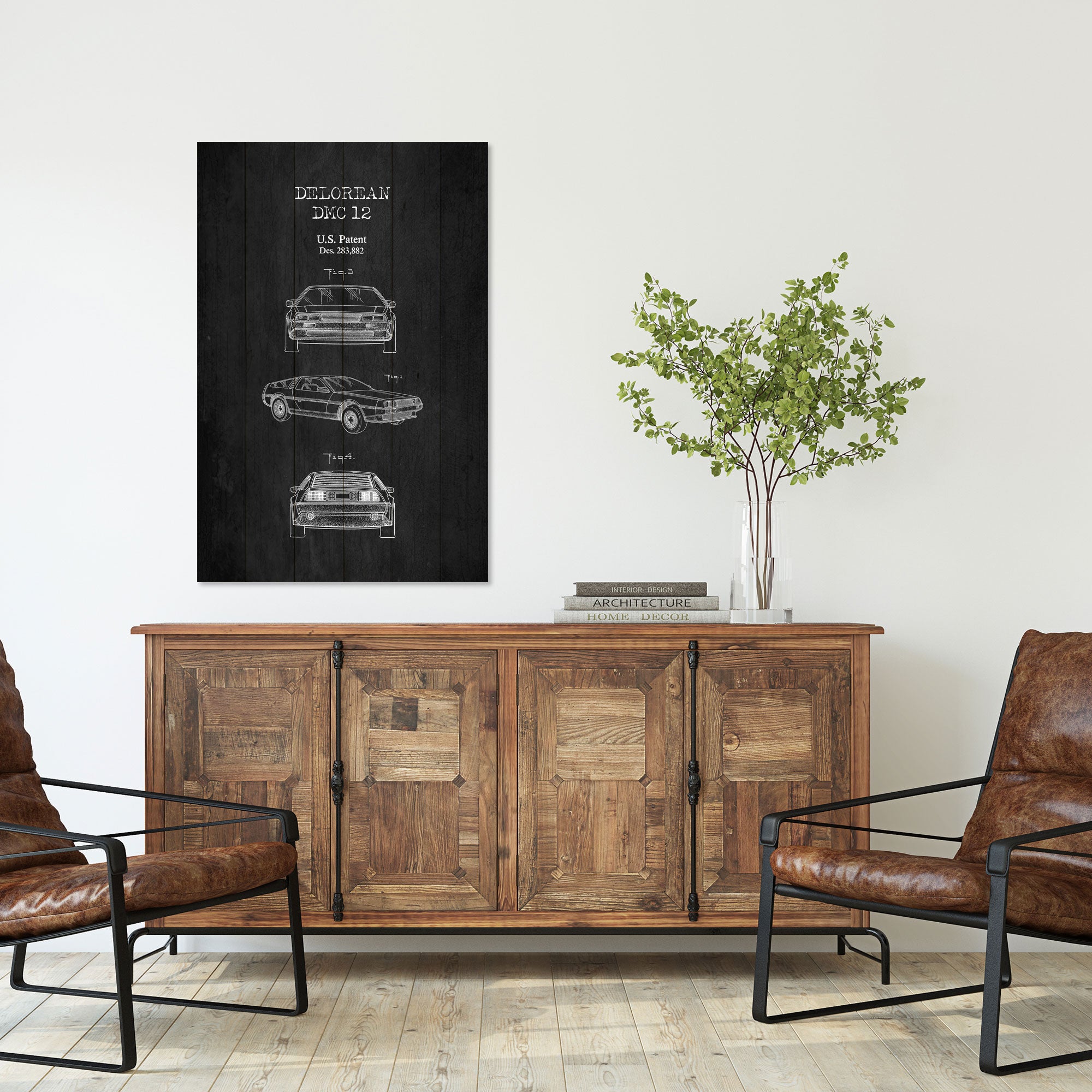 Wood Picture DeLorean Black-50x70 cm