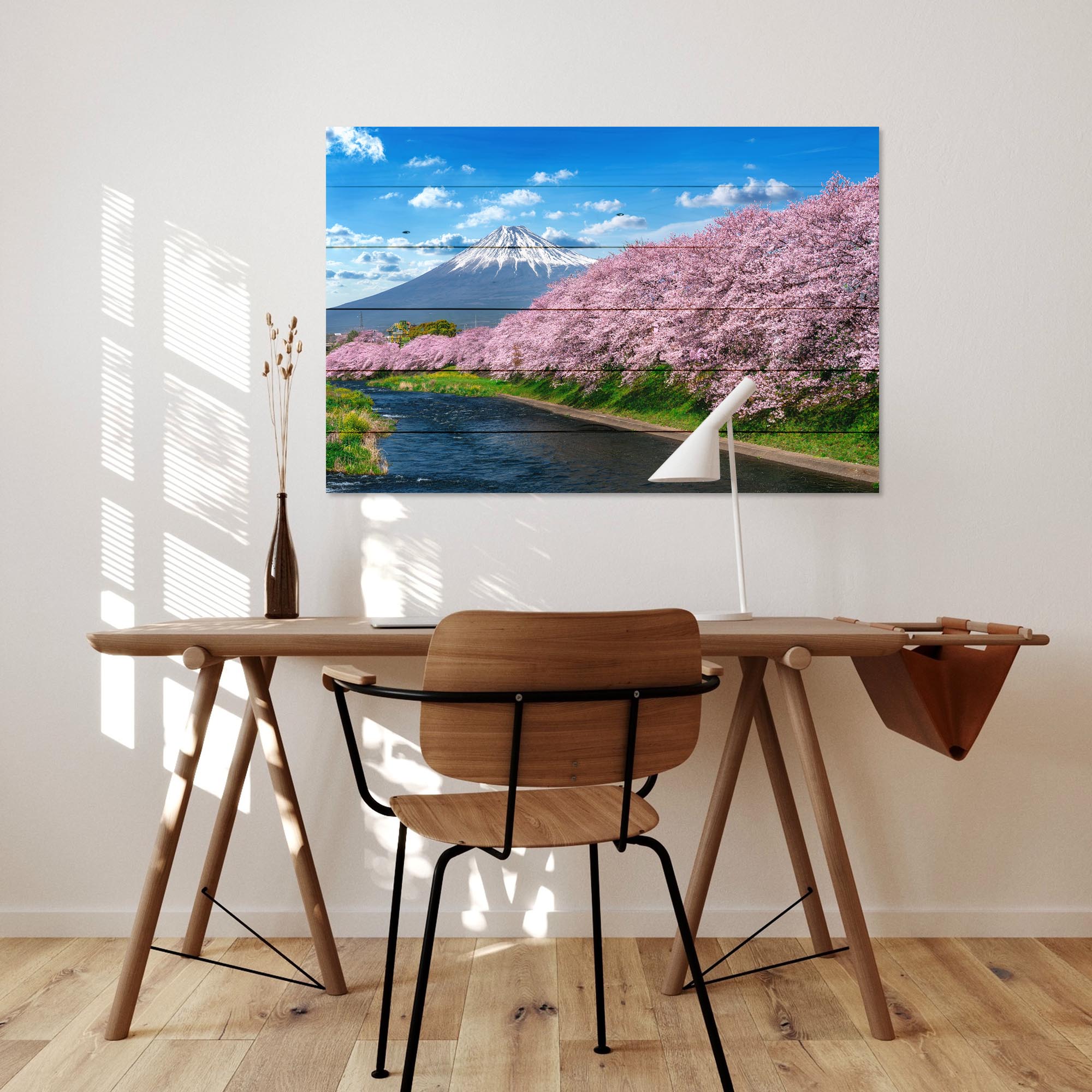 Wood Picture Fuji Mountain in Spring-20x30 cm