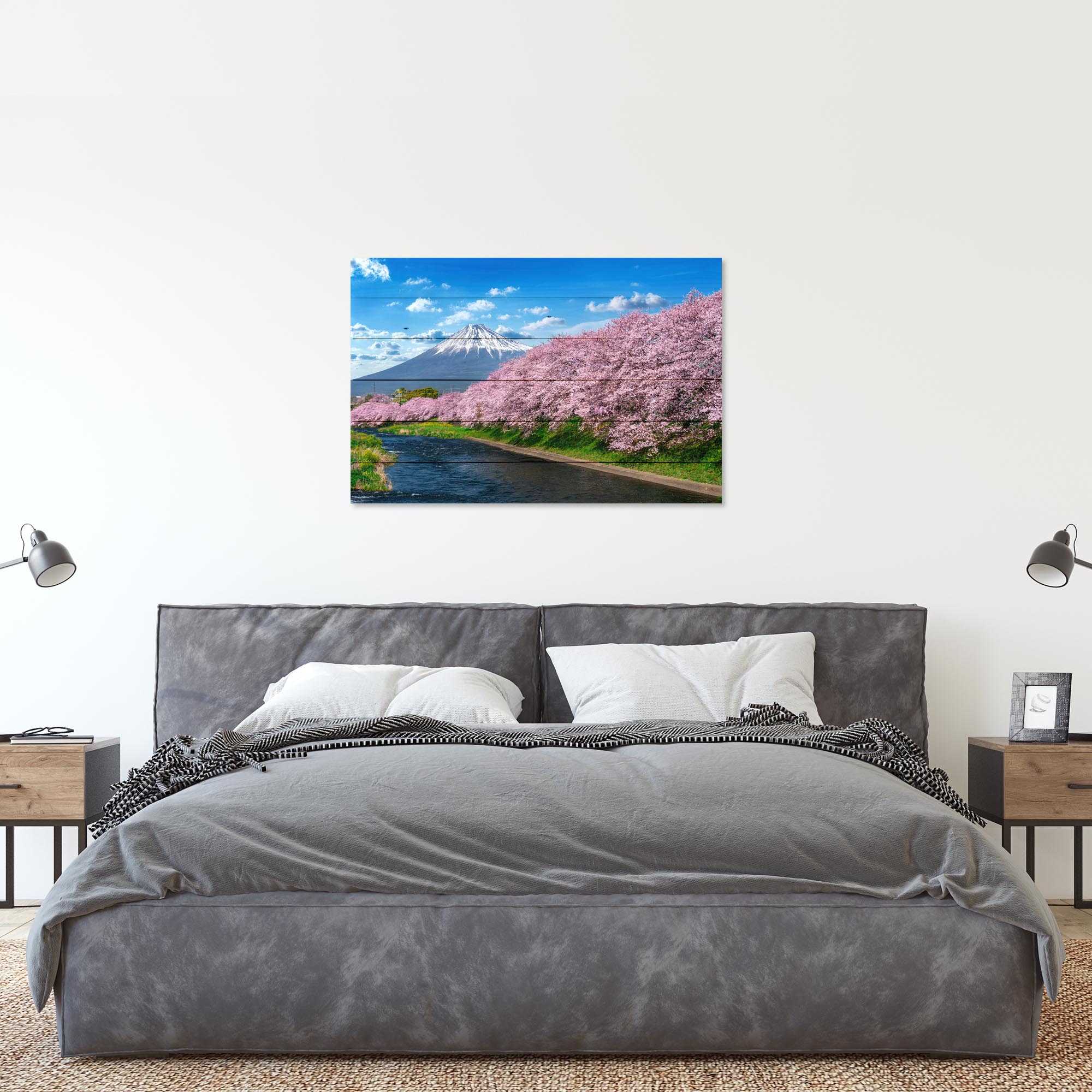 Wood Picture Fuji Mountain in Spring-20x30 cm