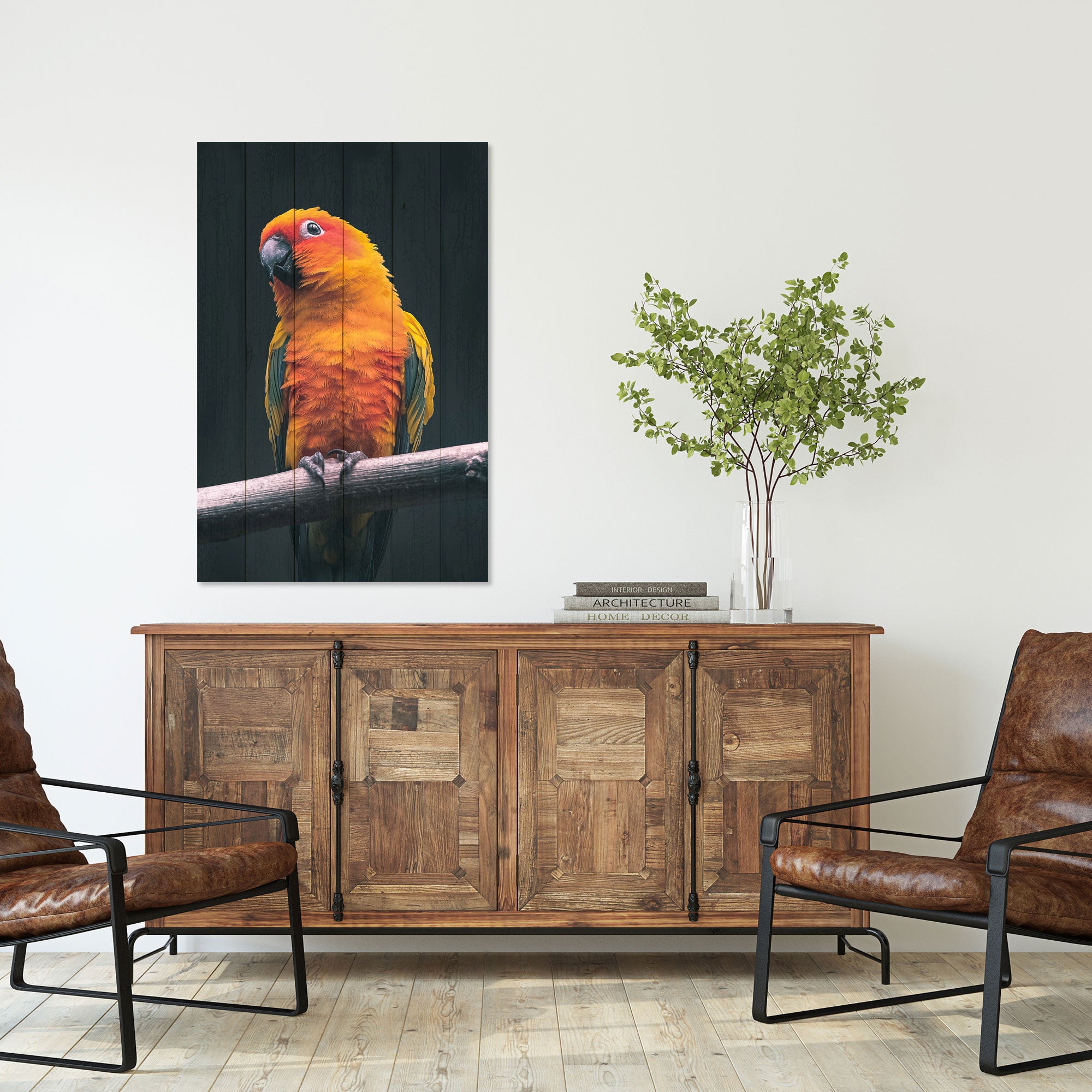 Obraz Dřevo Papoušek-60x90 cm