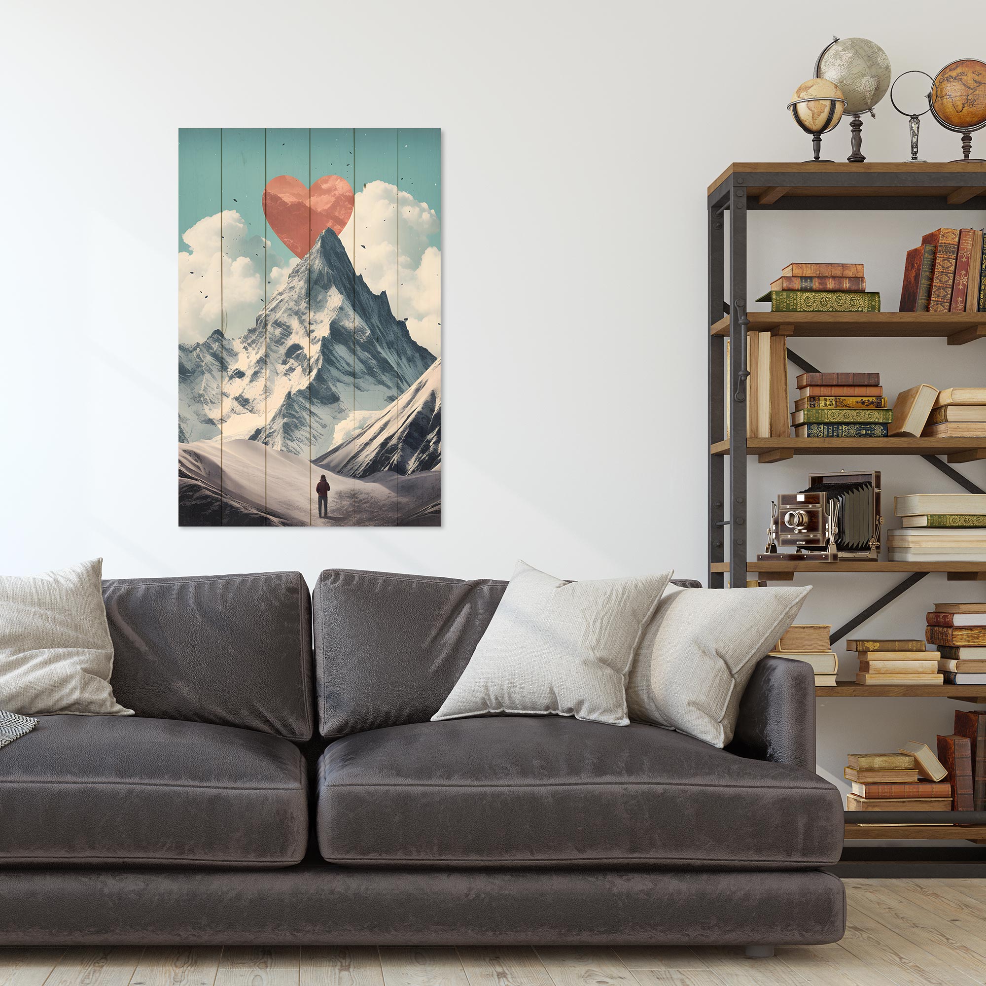 Wood Picture My Heart is in the Mountains-20x30 cm