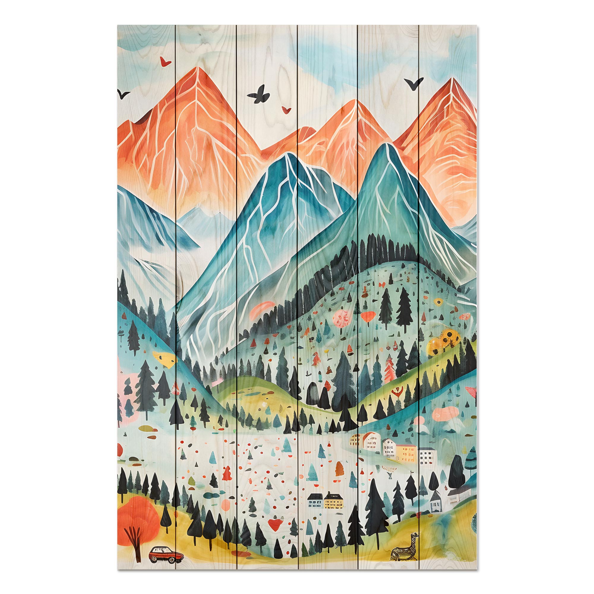 Obraz Wood Hory akvarel-40x60 cm