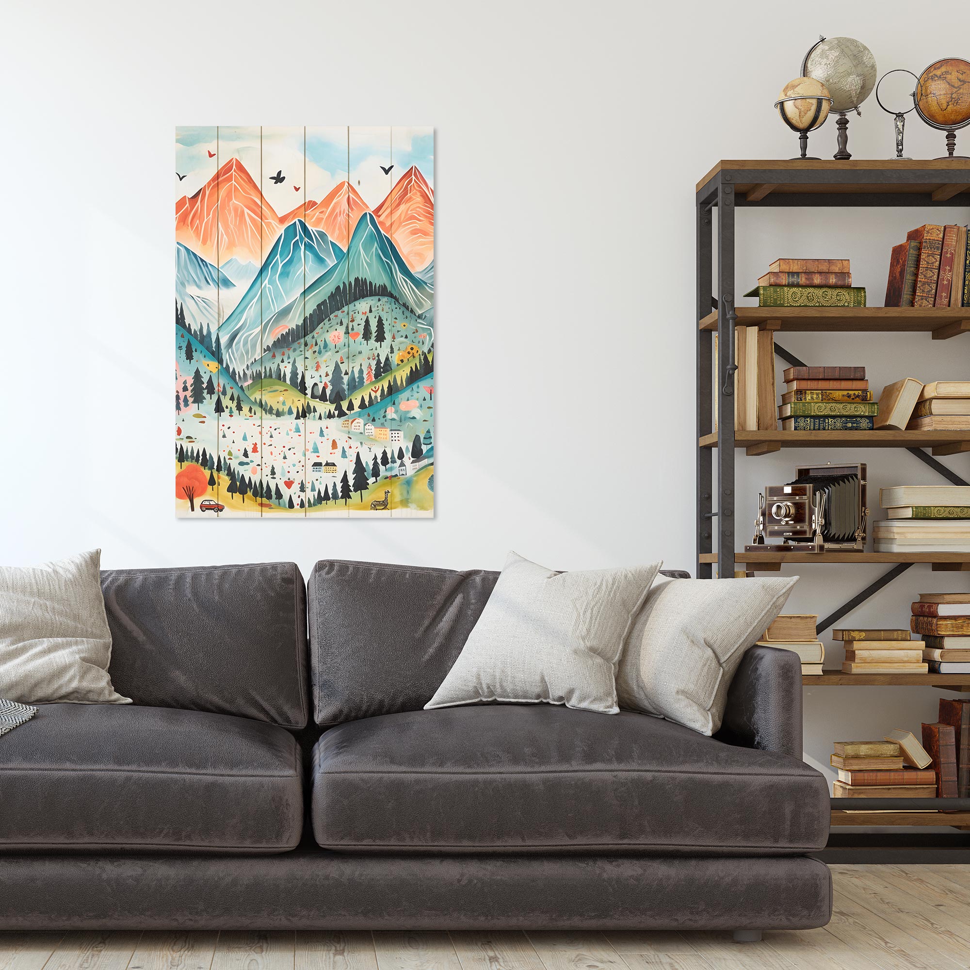 Obraz Wood Mountains Watercolor-30x40 cm
