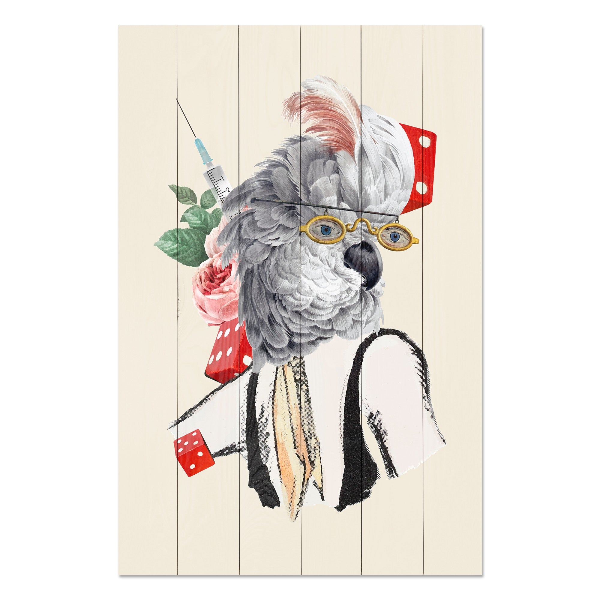 Wood Picture Antique Parrot-30x40 cm