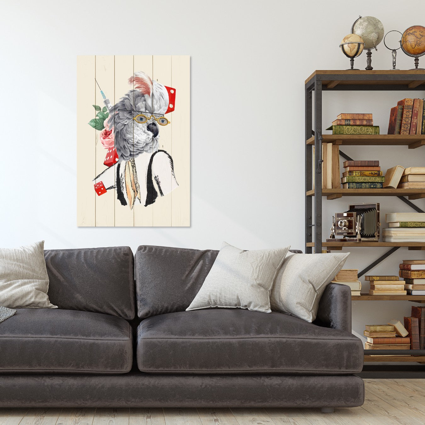 Wood Picture Antique Parrot-40x60 cm