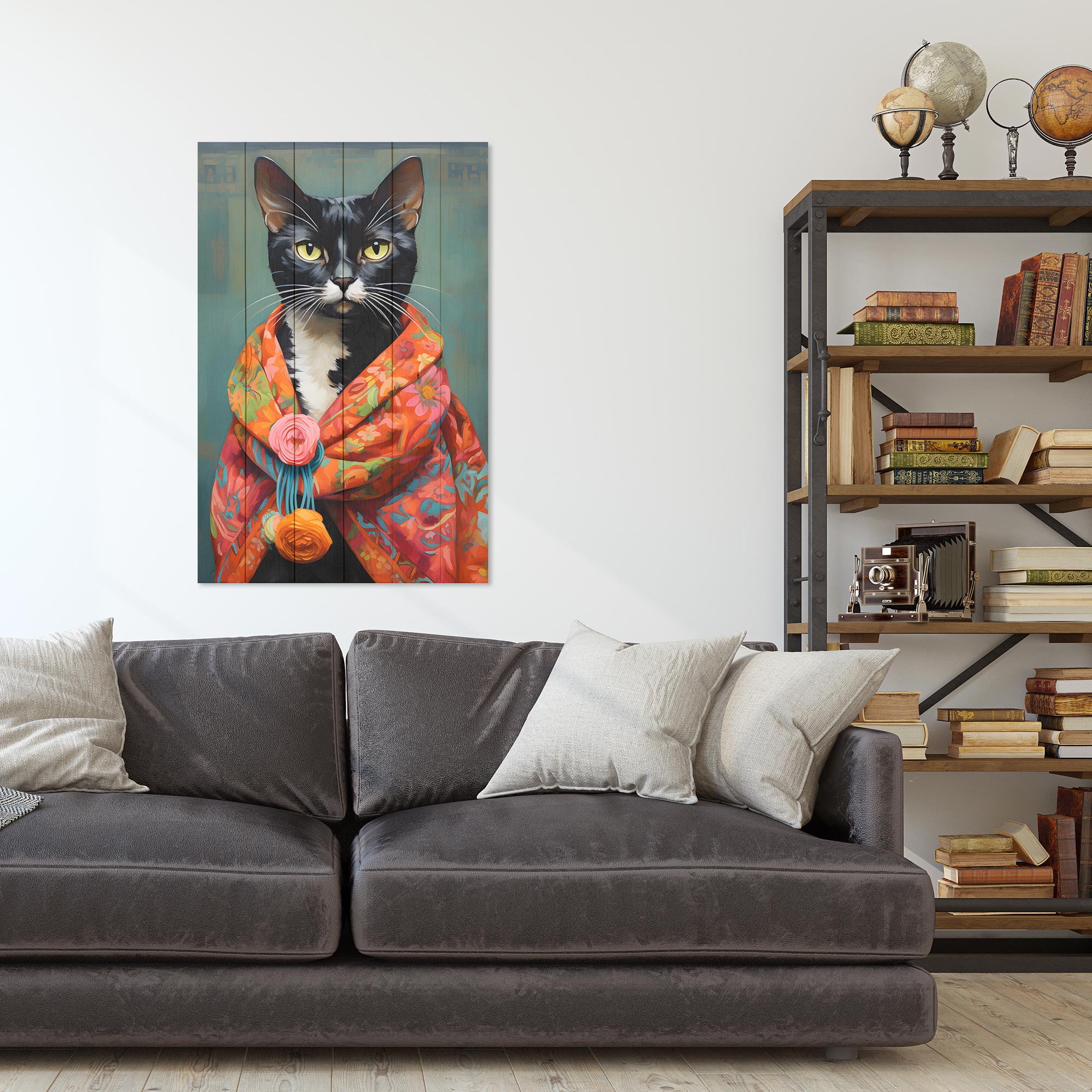 Obraz Wood Vidím tě, kočko-50x70 cm