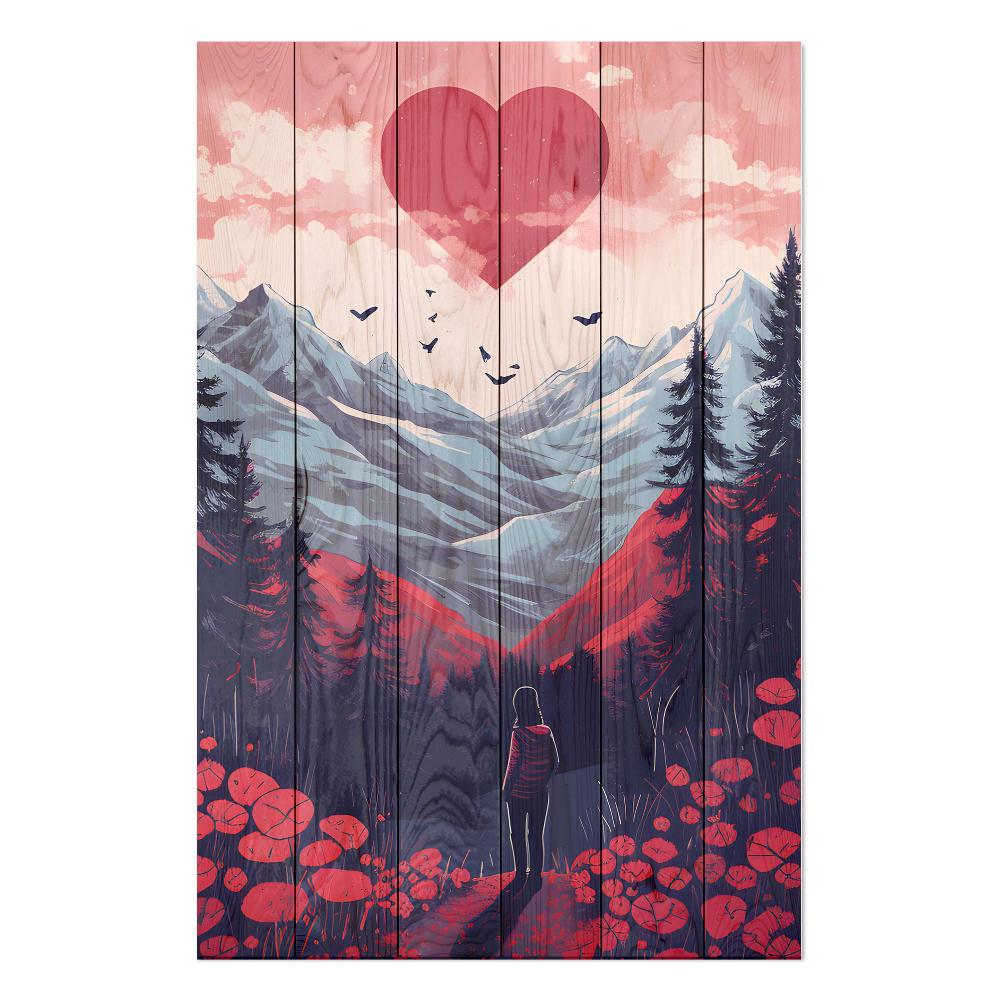 Obraz Wood Milujem hory - 60x90 cm