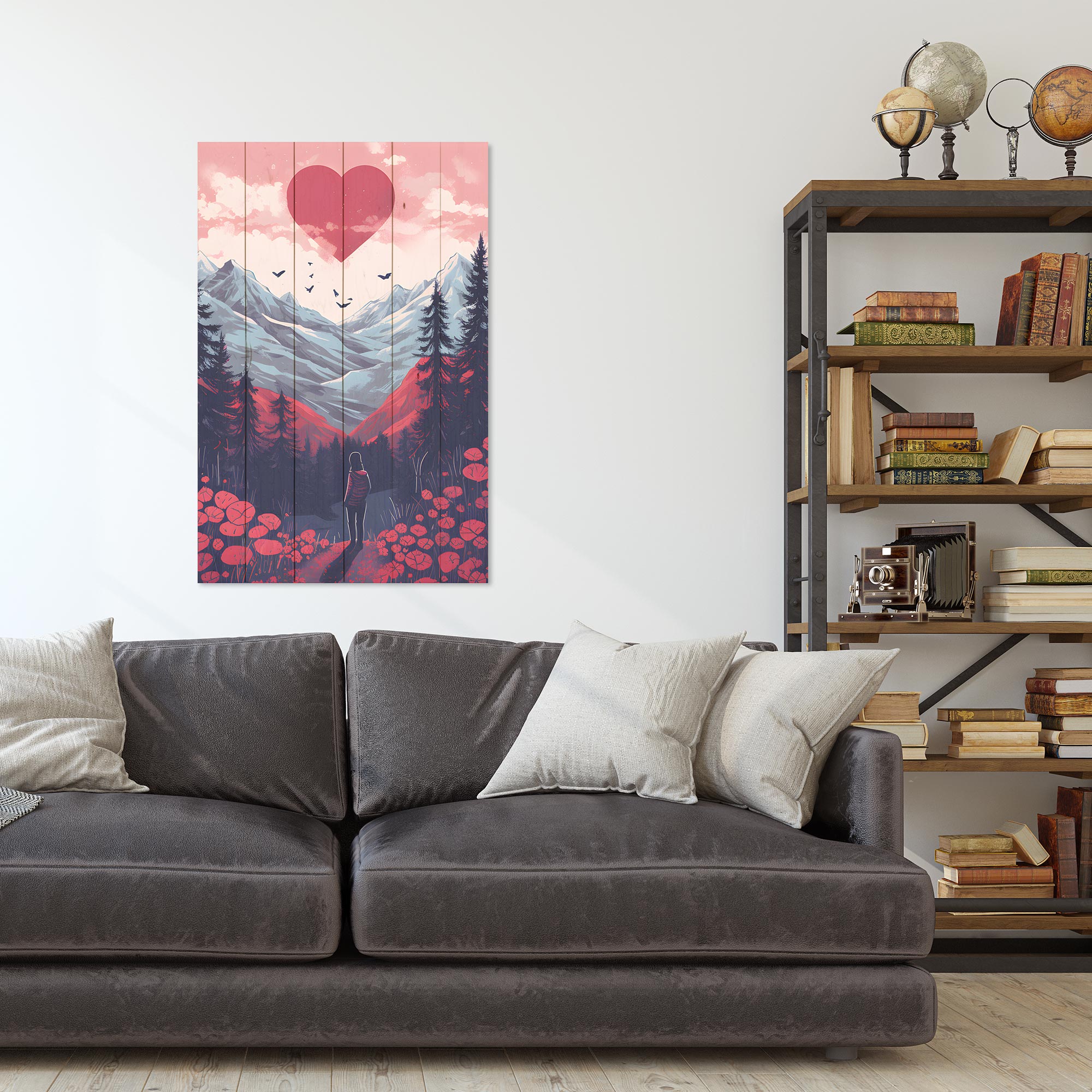 Obraz Wood I love Mountains-30x40 cm