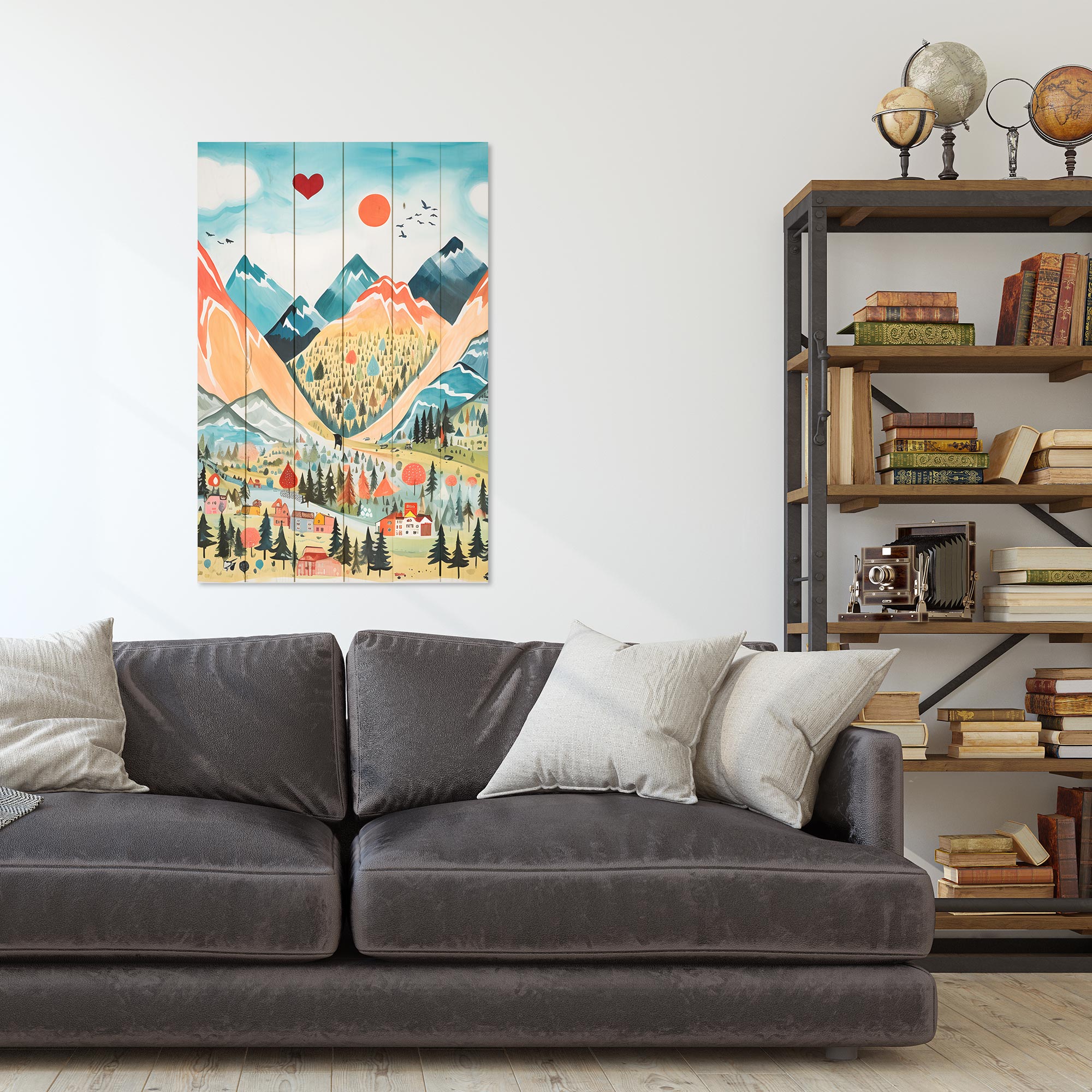 Wood Picture Mountains Pastel Watercolor