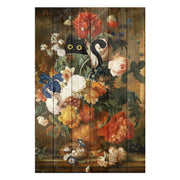 Obraz Wood Floral still life with cat-60x90 cm