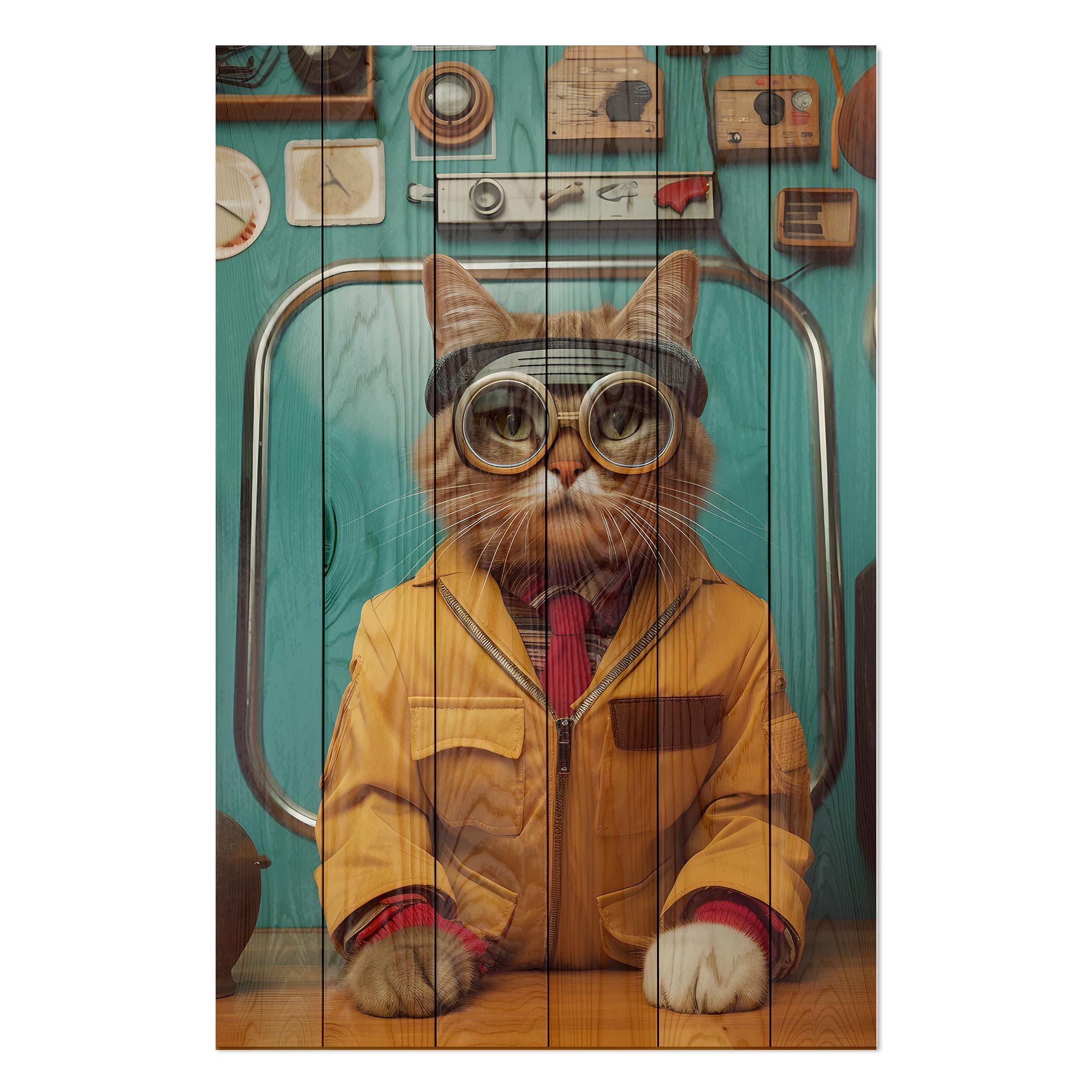 Obraz Wood Inžinier Mačka-40x60 cm
