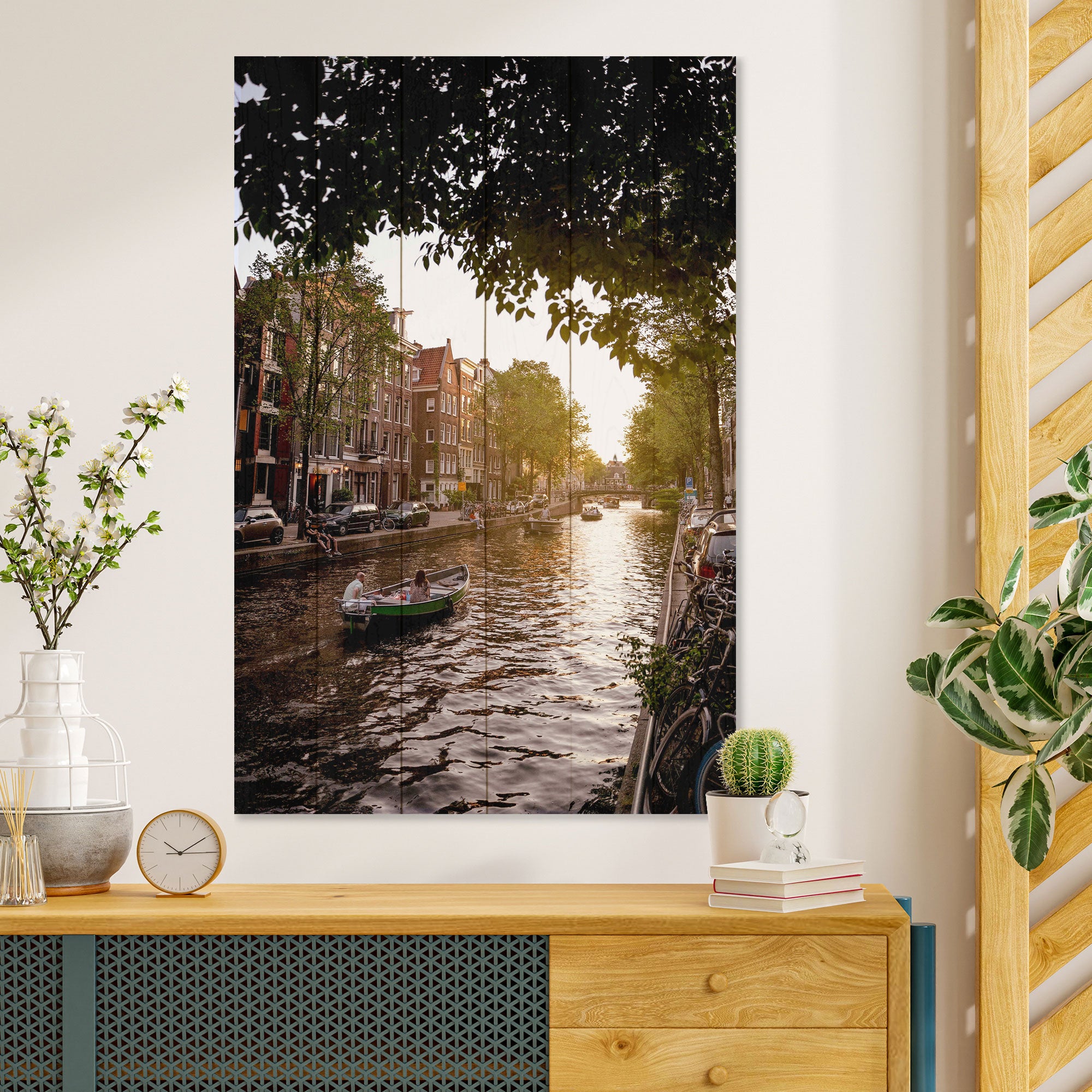Wood Picture Canal Boat Cruise-30x40 cm