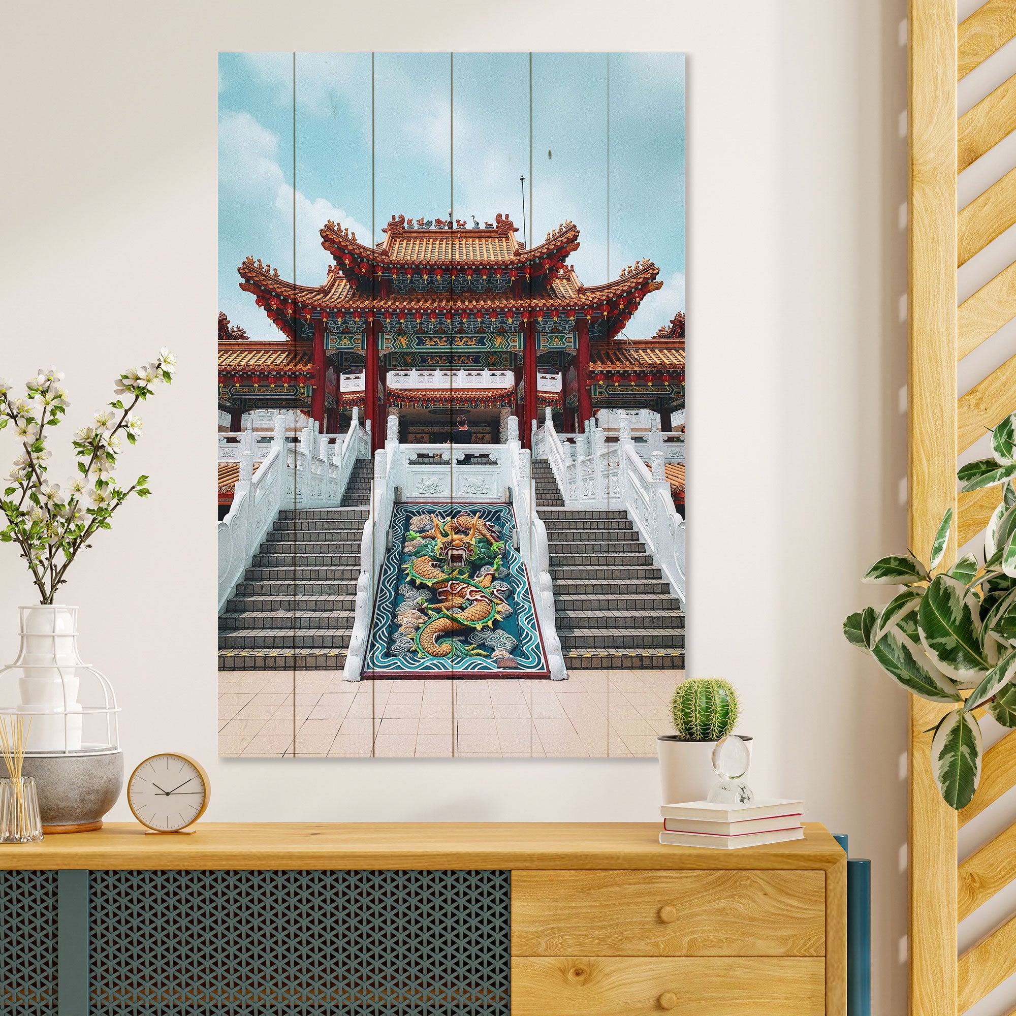 Wood Picture Chinese Building-20x30 cm
