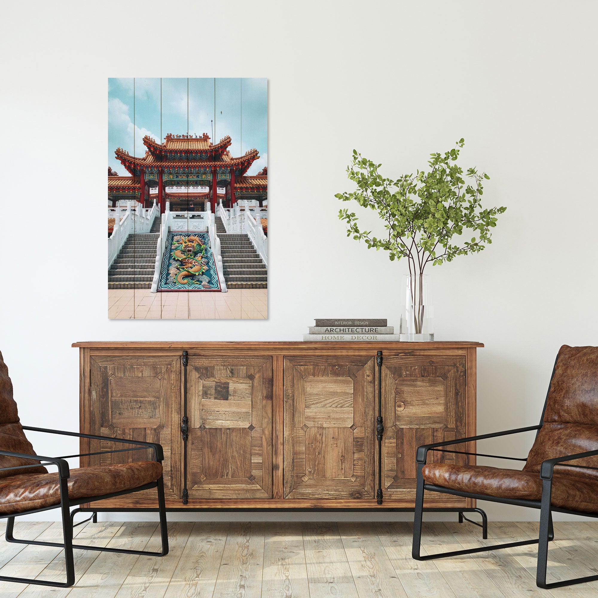 Wood Picture Chinese Building-20x30 cm