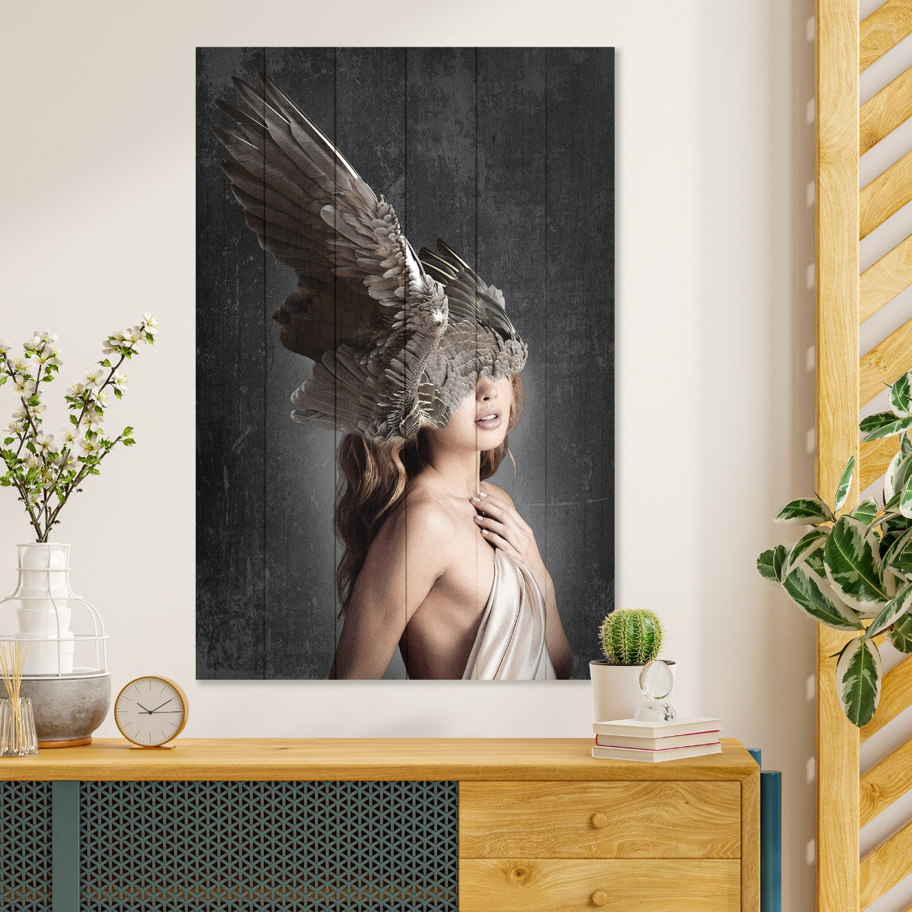 Wood Picture Brown Wings on the Head-60x90 cm