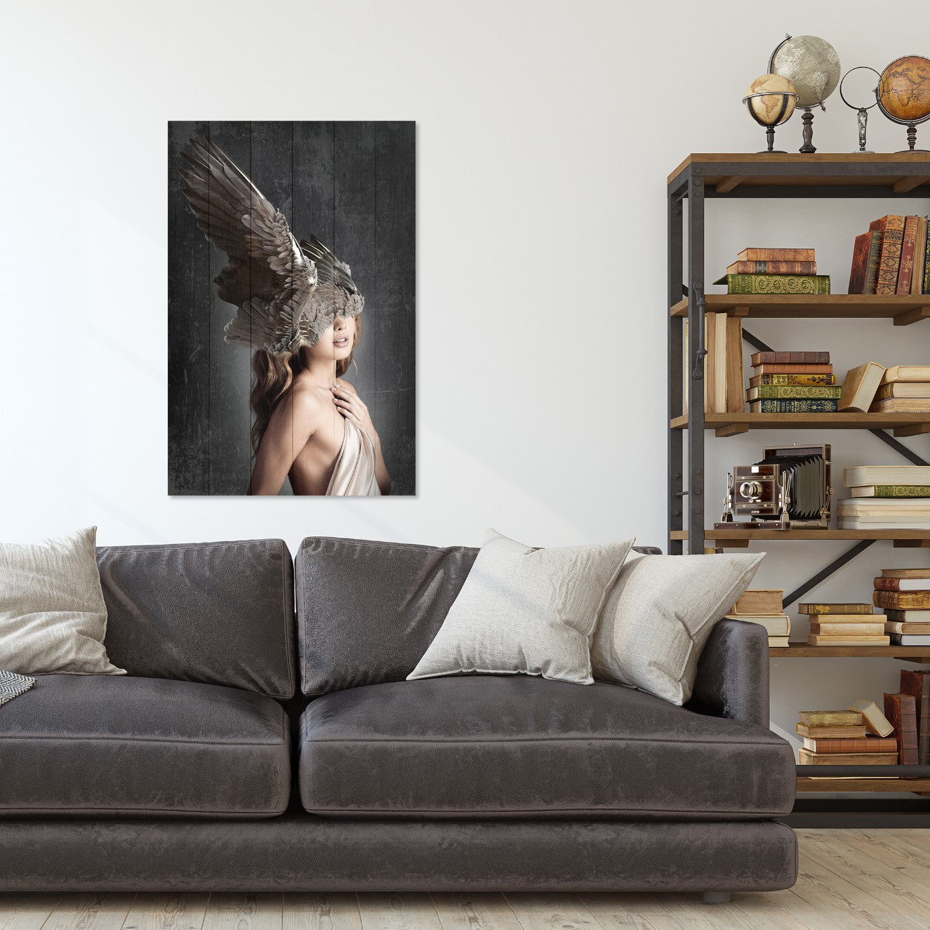 Wood Picture Brown Wings on the Head-60x90 cm