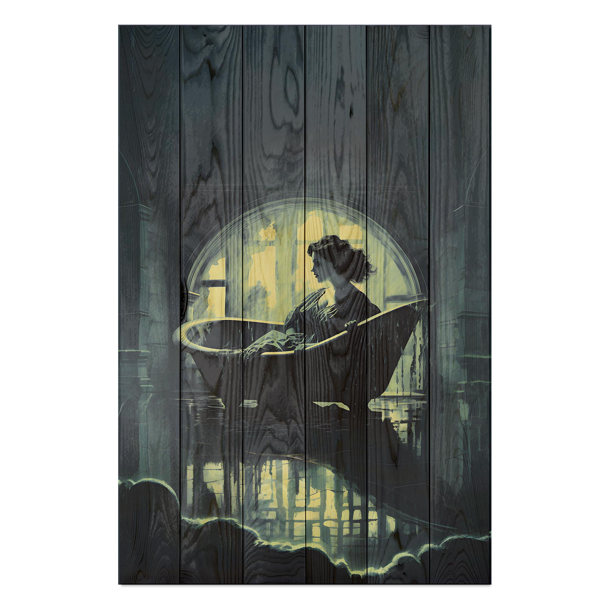 Wood Picture Bath Dark Academia-50x70 cm