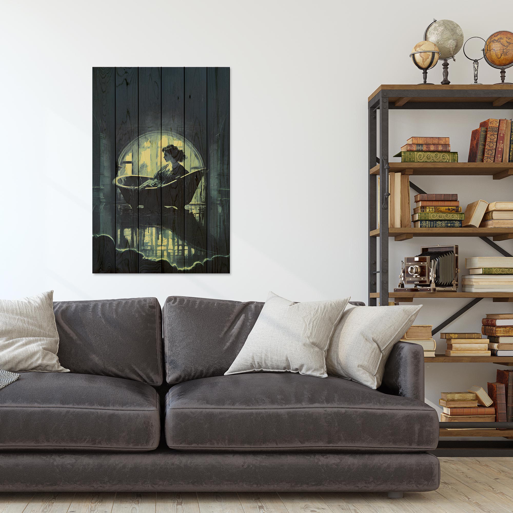 Wood Picture Bath Dark Academia-50x70 cm