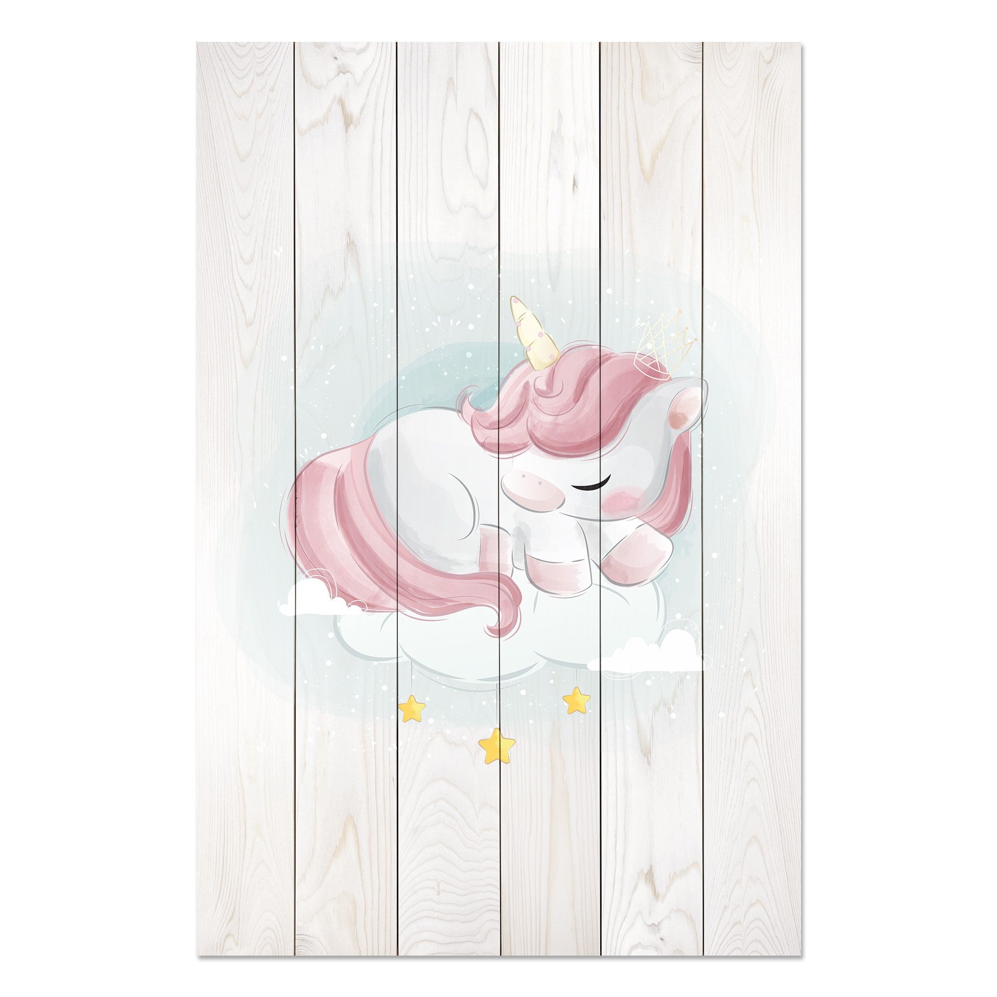 Wood Picture Sweet Unicorn Sleeping Cloud-30x40 cm