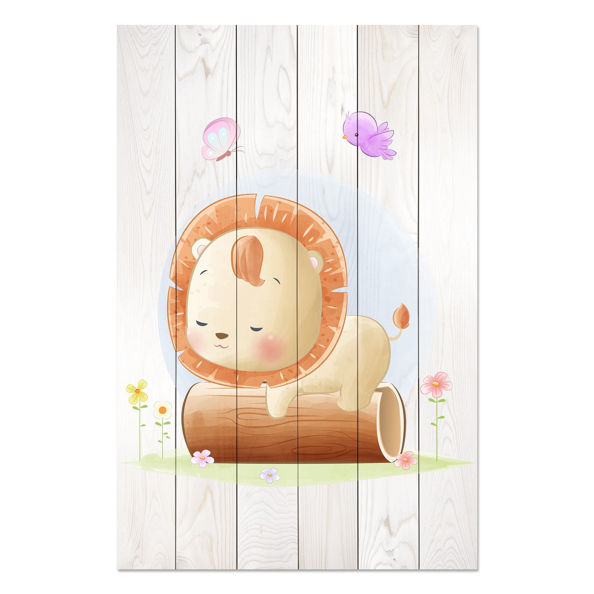 Obraz Wood Sleepy Little Lion