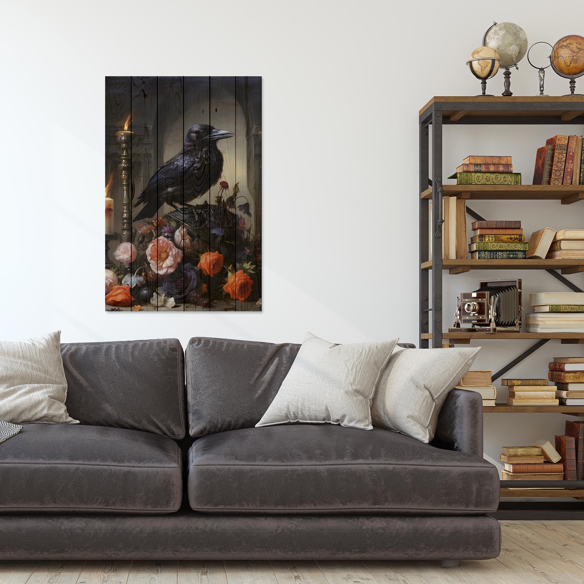 Obraz Wood Crow Dark Academia-40x60 cm