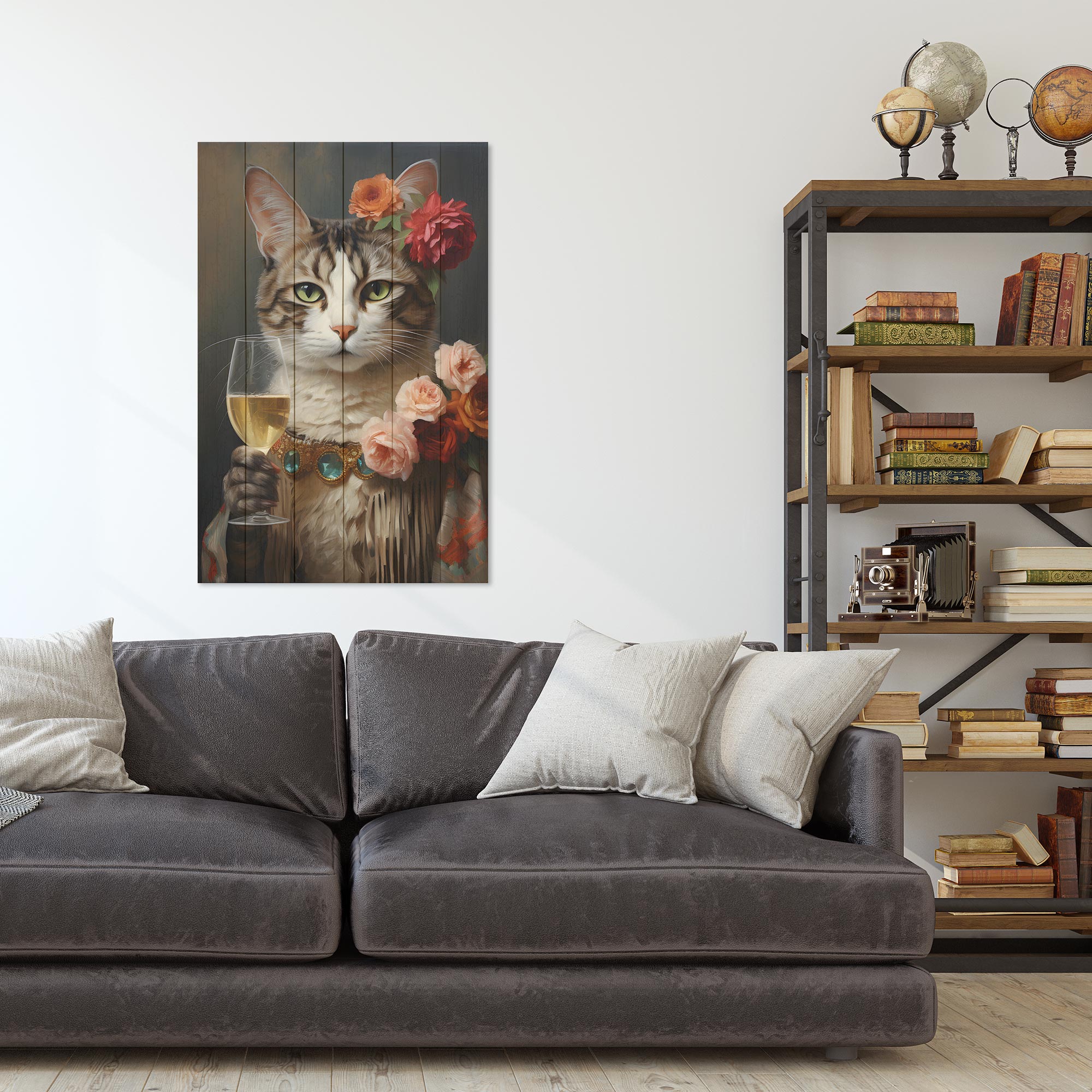 Obraz Drevený Na Zdravie Mačka-60x90 cm