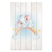 Bild Wood Kleiner Elefant auf dem Regenbogen-60x90 cm
