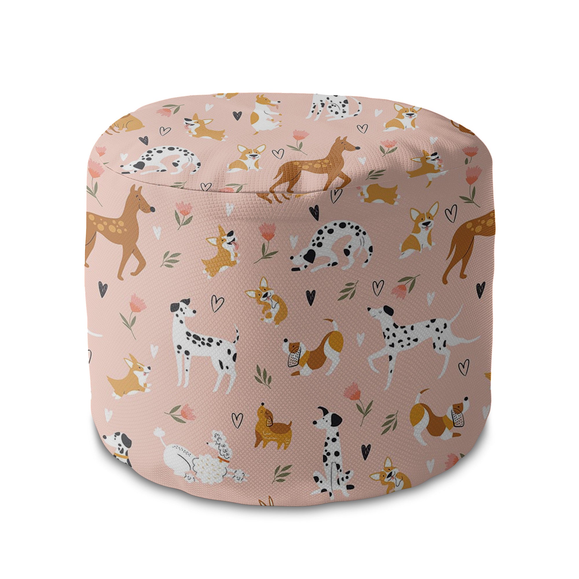 Kulatá taburetka podnožka Pink Cartoon Dogs-Oxford