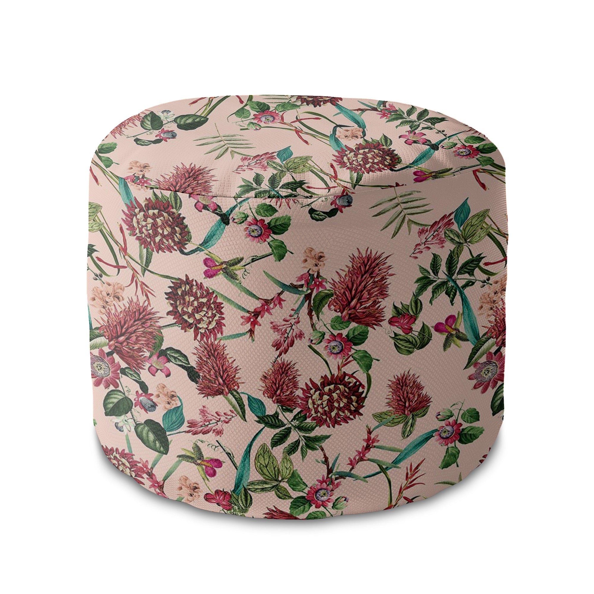 Okrúhly puf podnožka Dark Jungle Pink-Panama