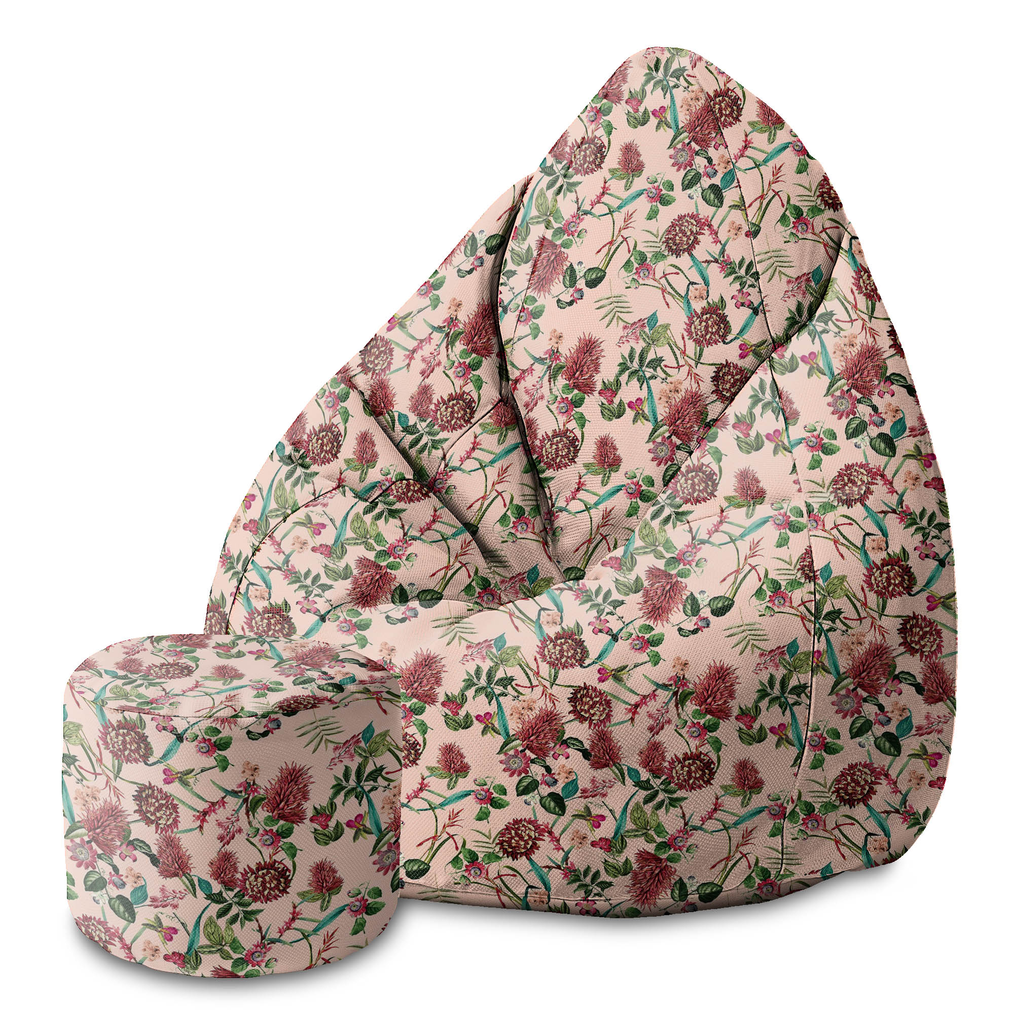 Kulatá podnožka puf Dark Jungle Pink