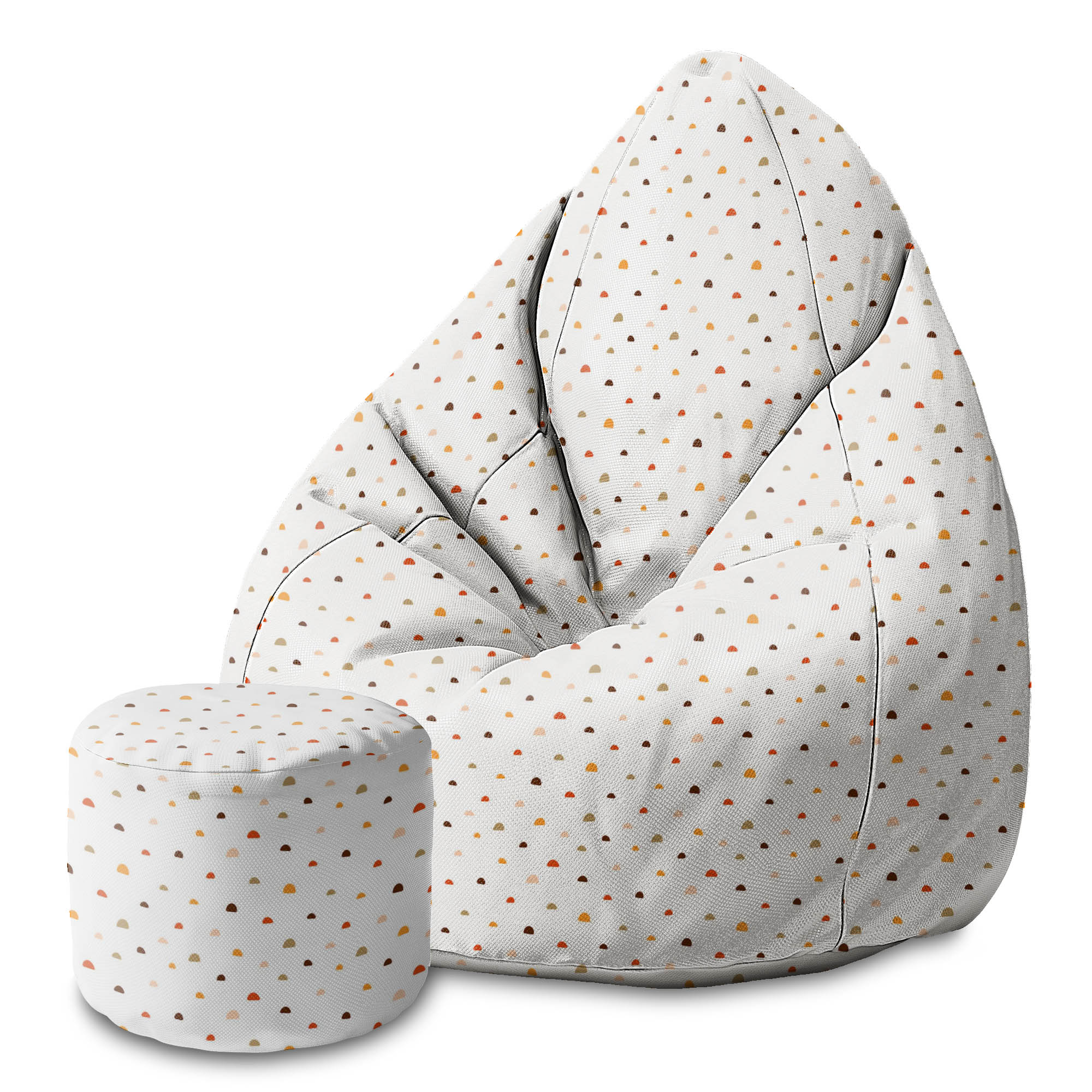 Round Pouf Footstool Doodle Shapes-Panama