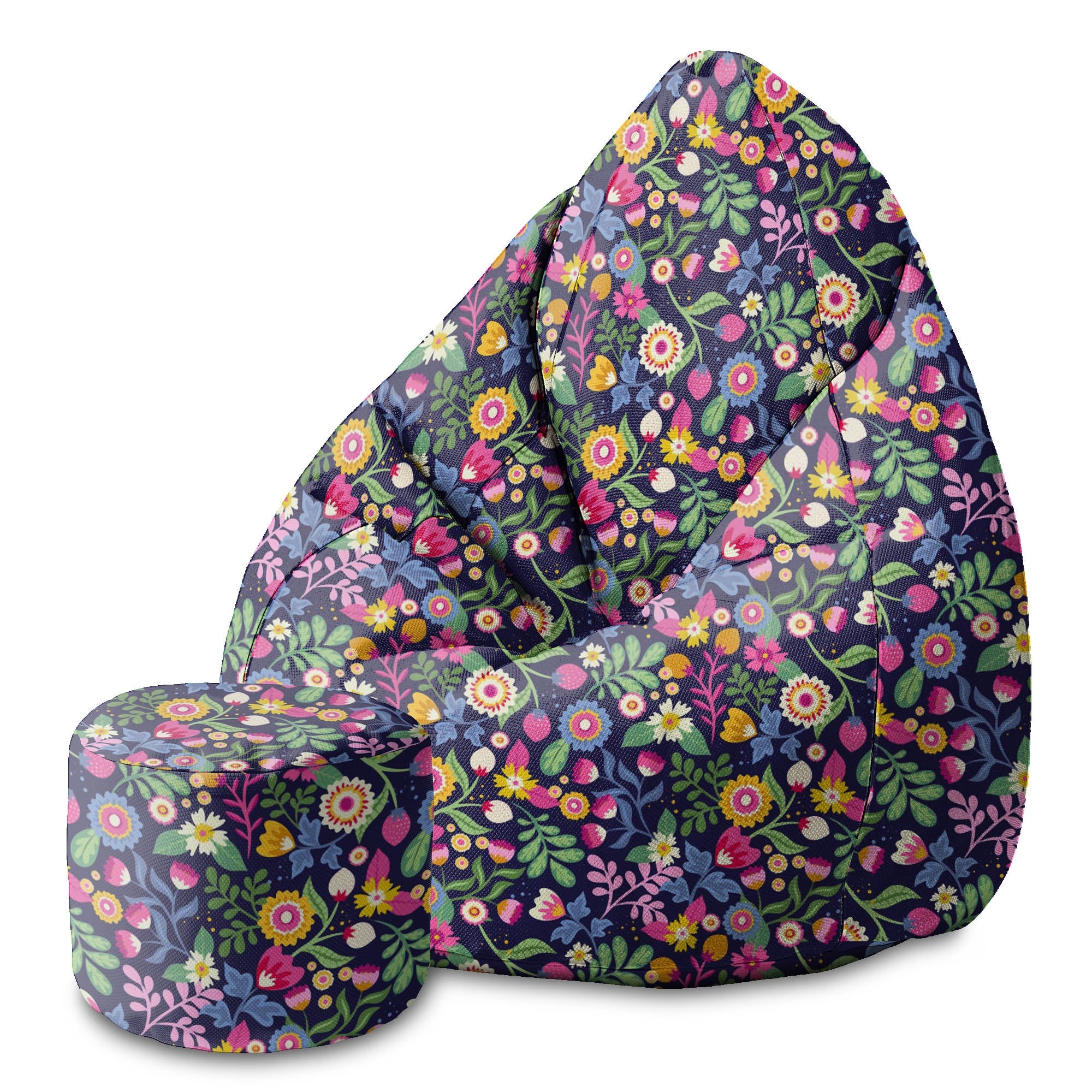 Kulatý puf podnožka Exotic Floral