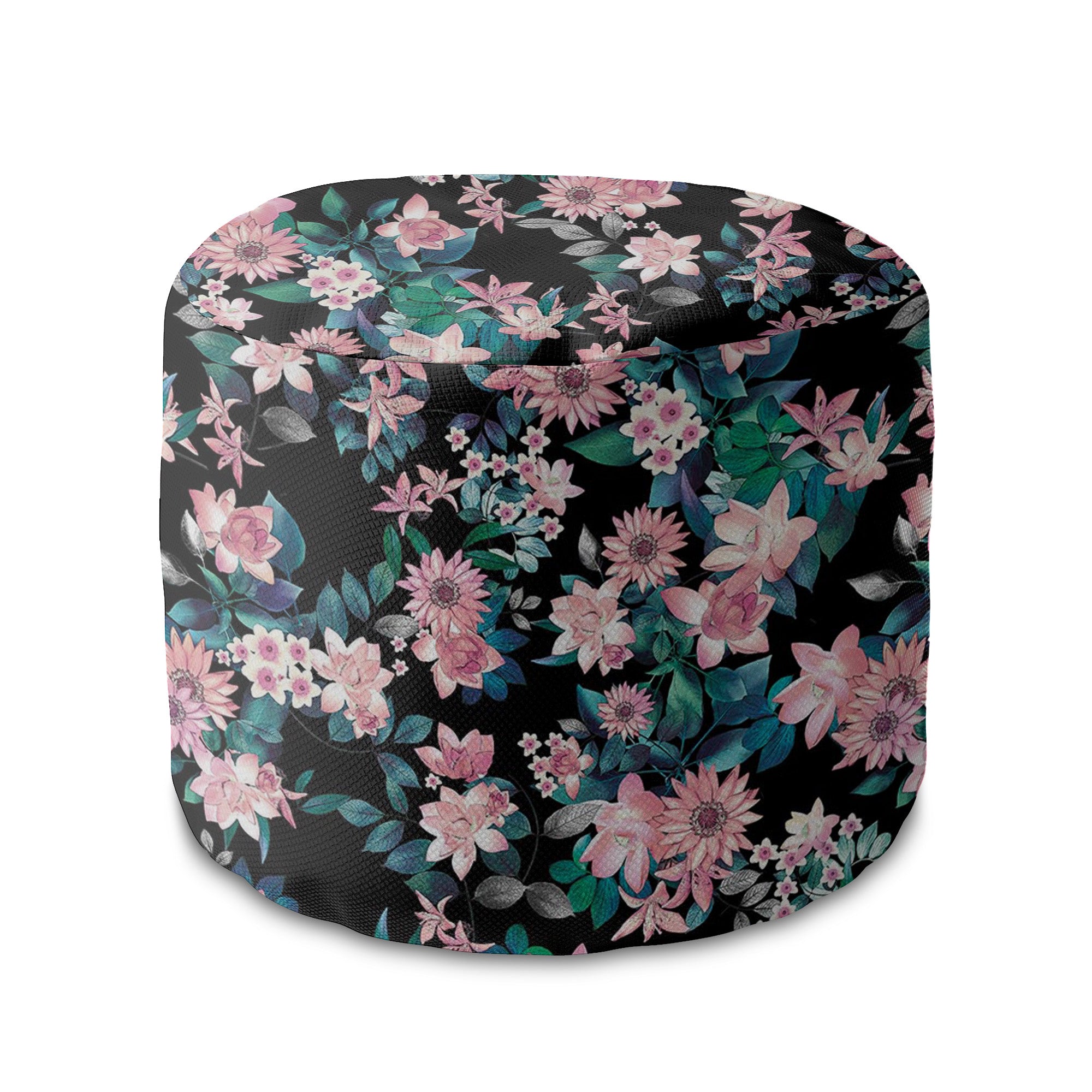 Runder Hocker Fußstütze Dark Botanical Pink-Panama