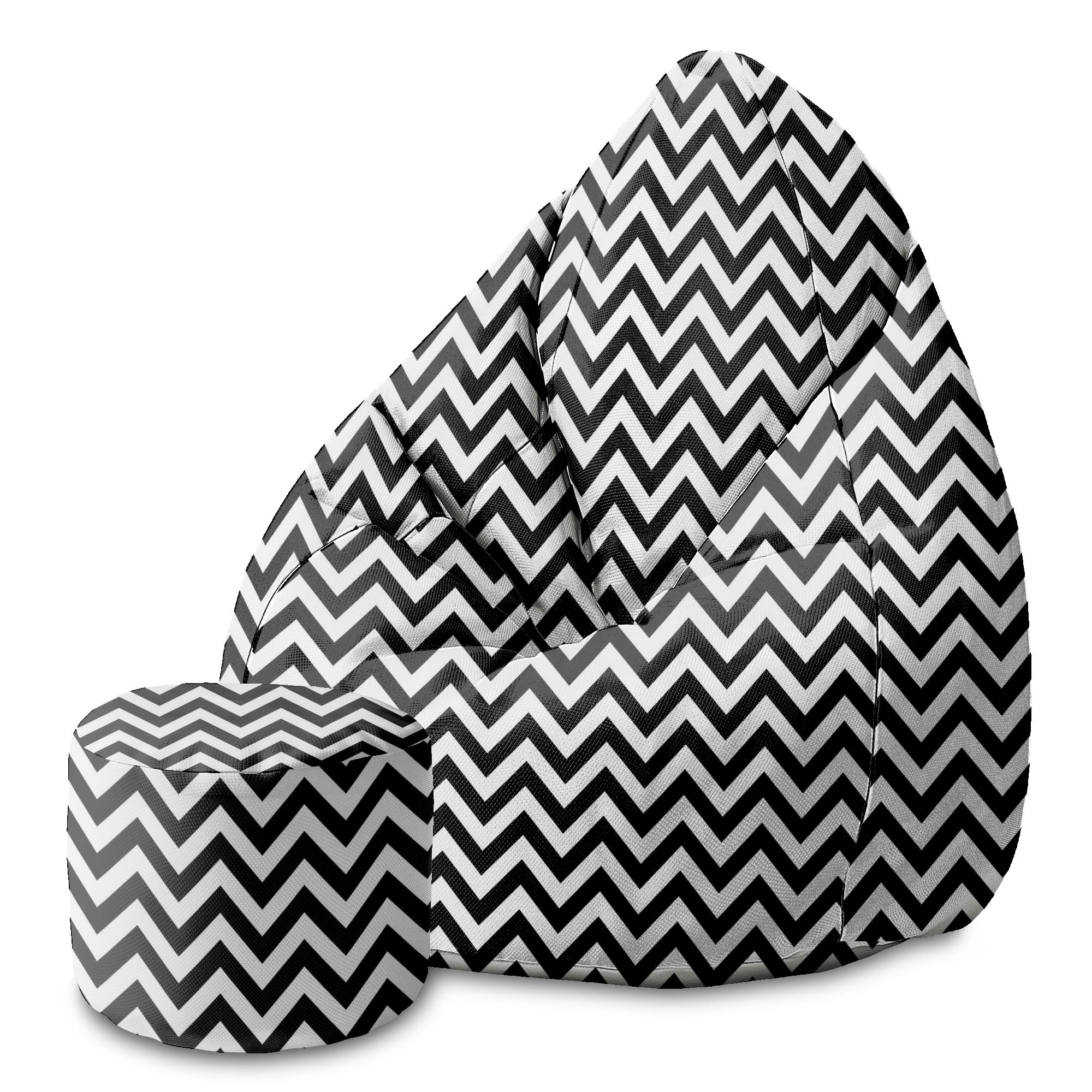 Puf kulatý podnožka Zig Zag Black-Oxford