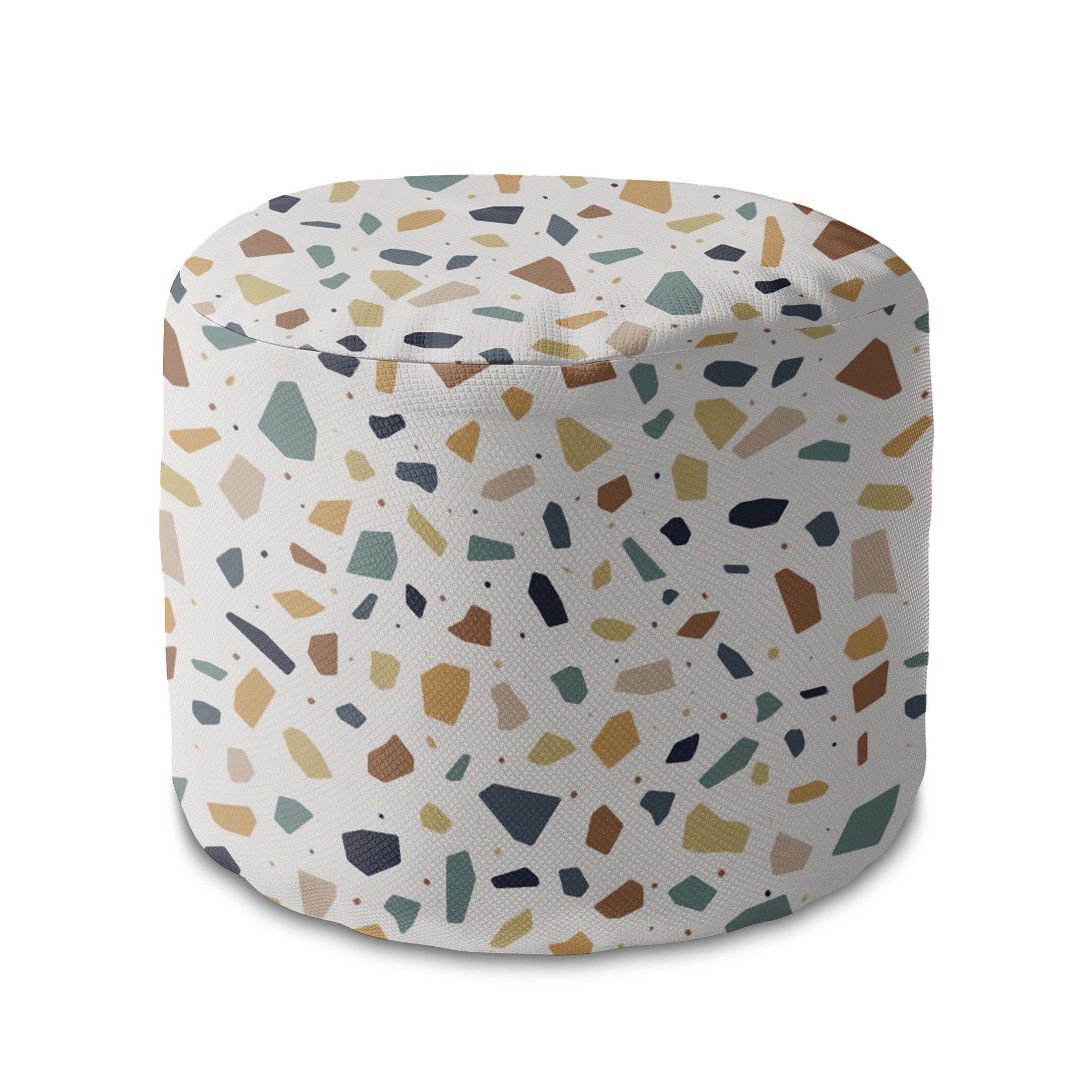 Round Pouf Footstool Vintage Terrazzo