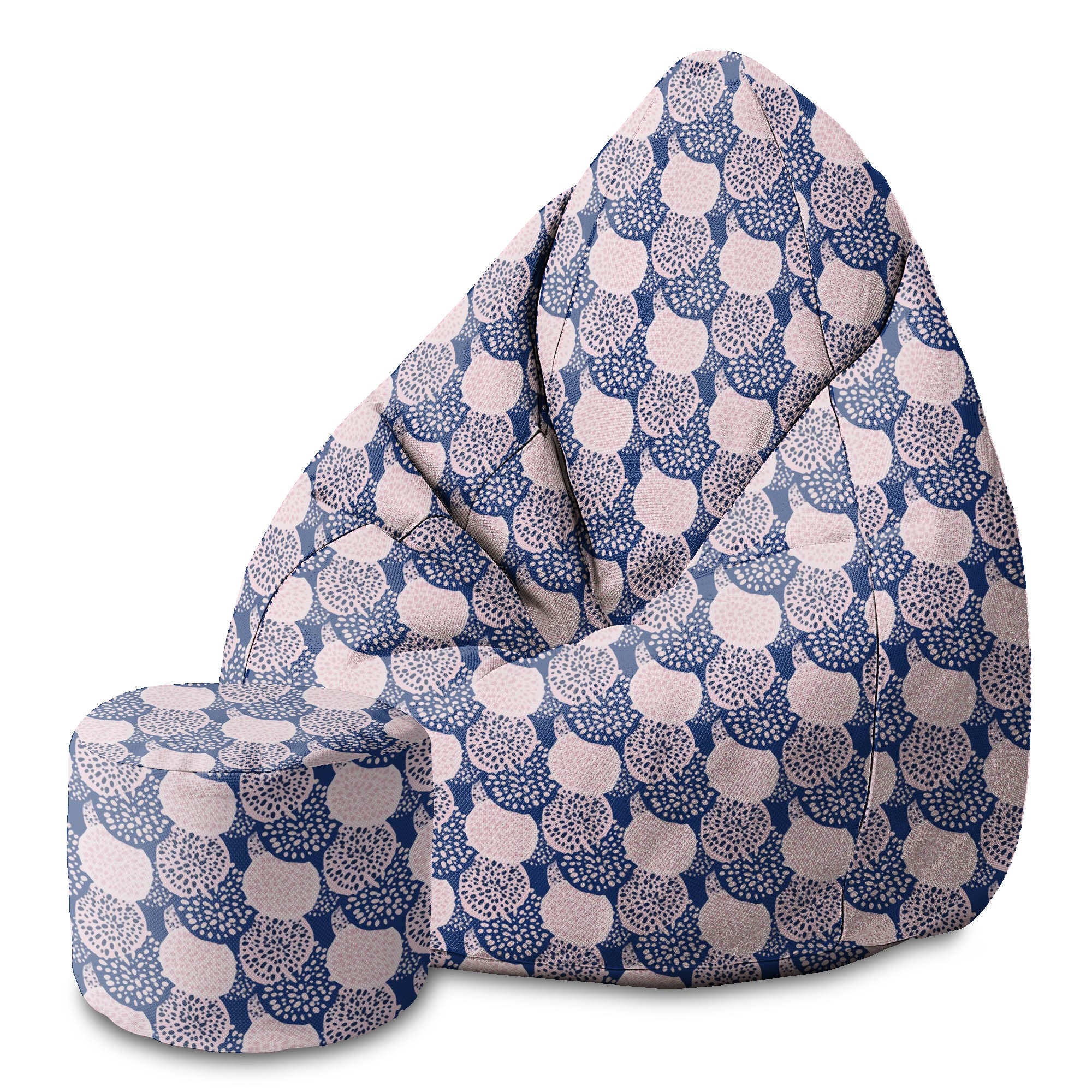 Runder Hocker Fußstütze Pink und Blau Geometrisches Ornament-Oxford