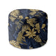 Runder Hocker Fußstütze Monstera Gold Navy Blau